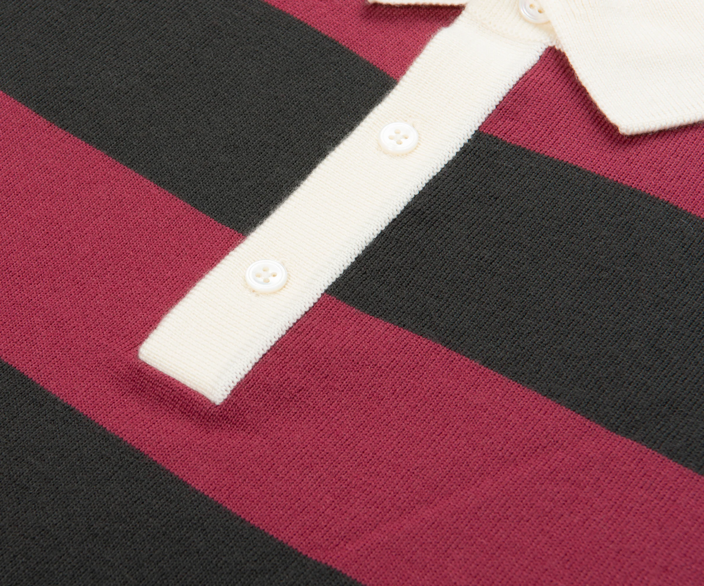 Drake's Olive/Pink Block Stripe Rugby Shirt - Image 2