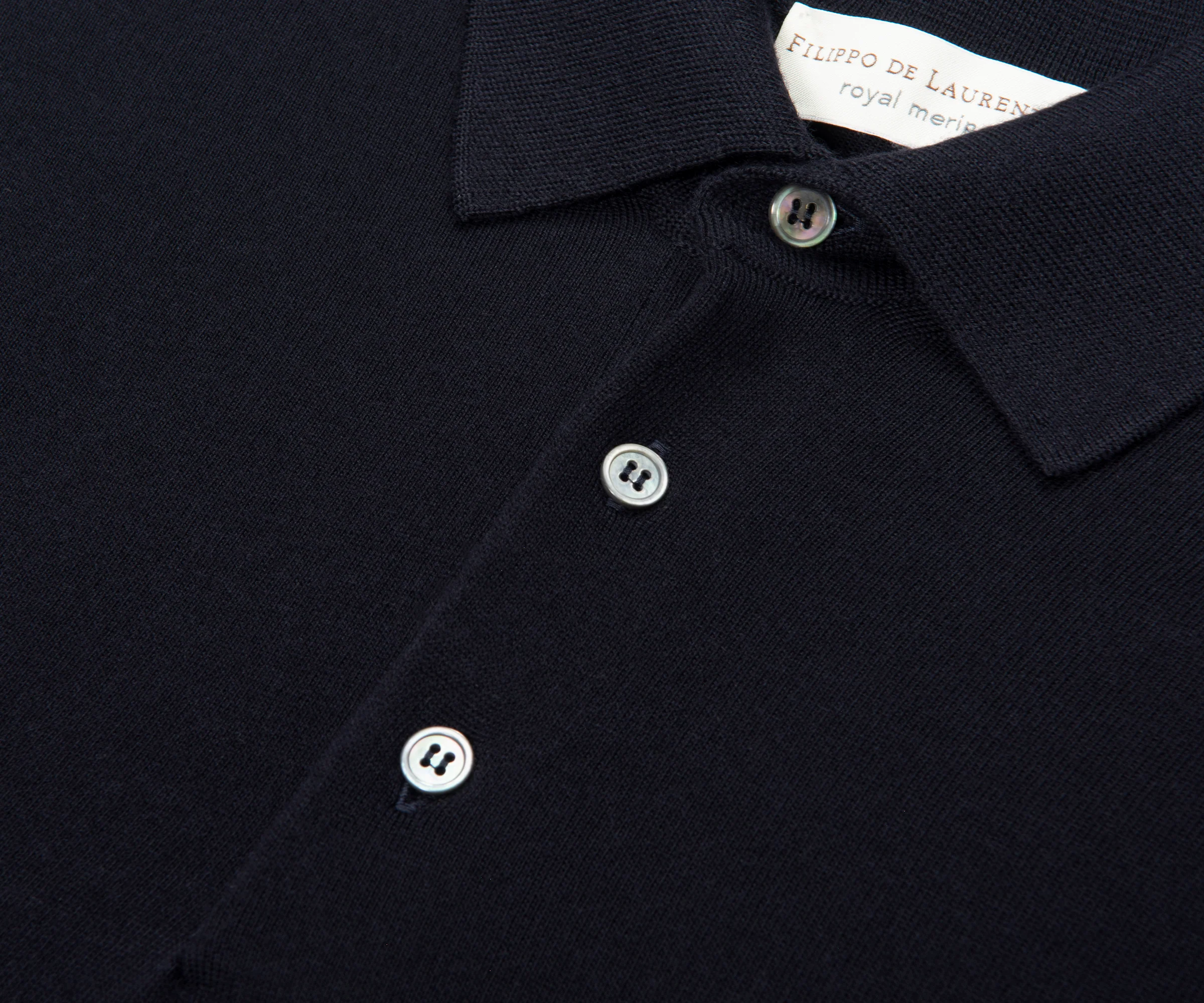 Filippo Navy Merino Wool Polo - Image 3
