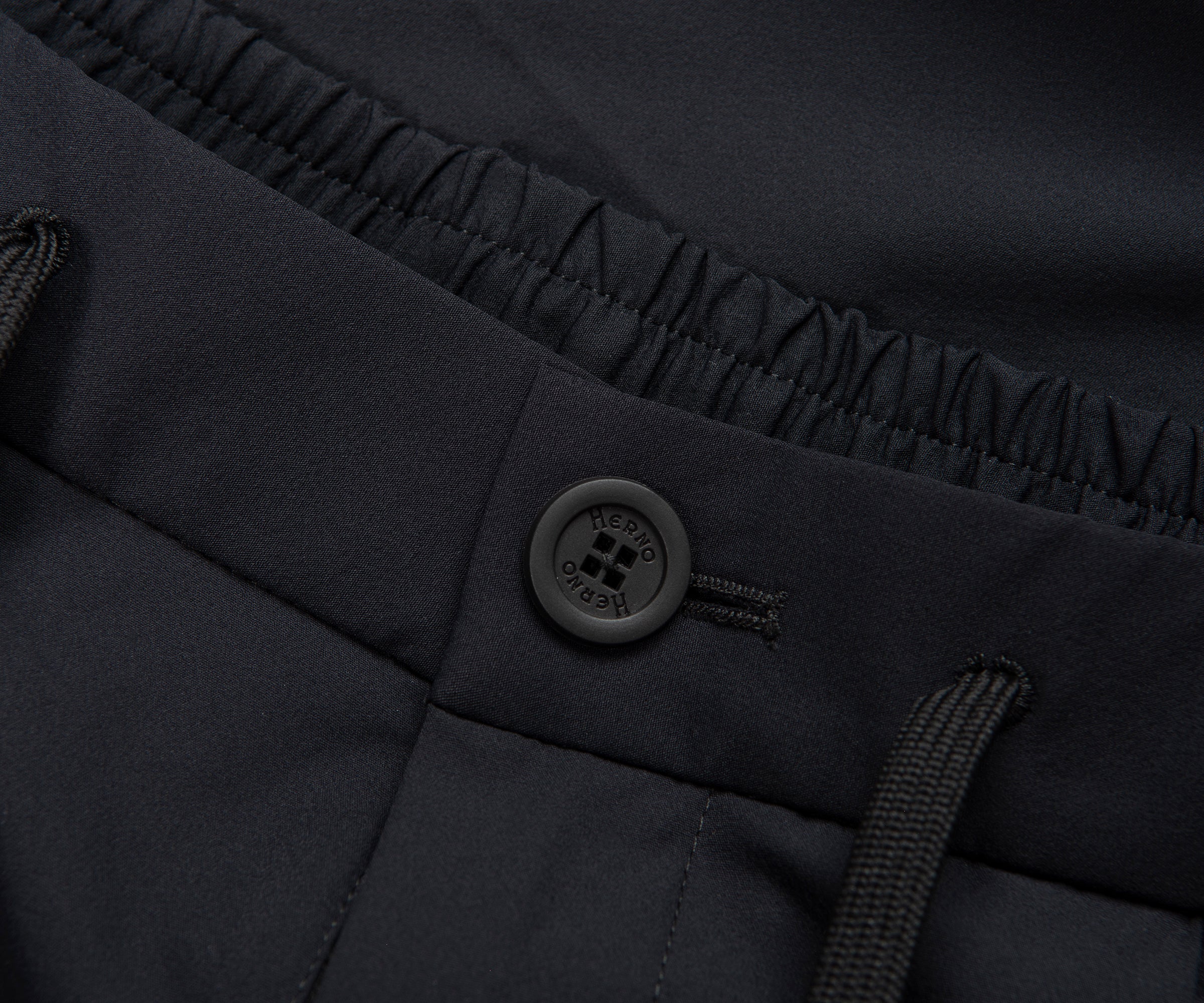 Herno Black Nylon Tie Waist Trousers - Image 2