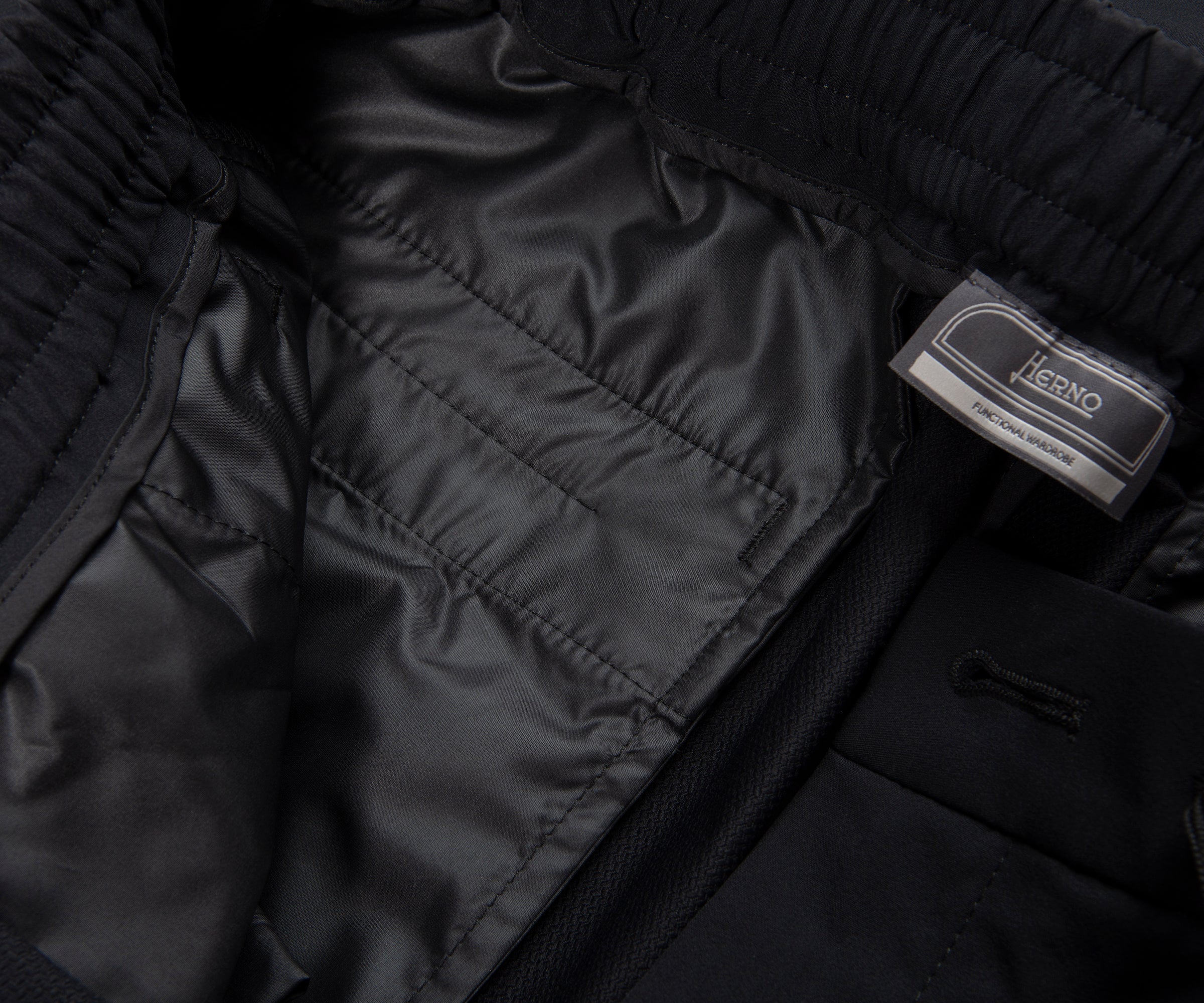 Herno Black Nylon Tie Waist Trousers - Image 4