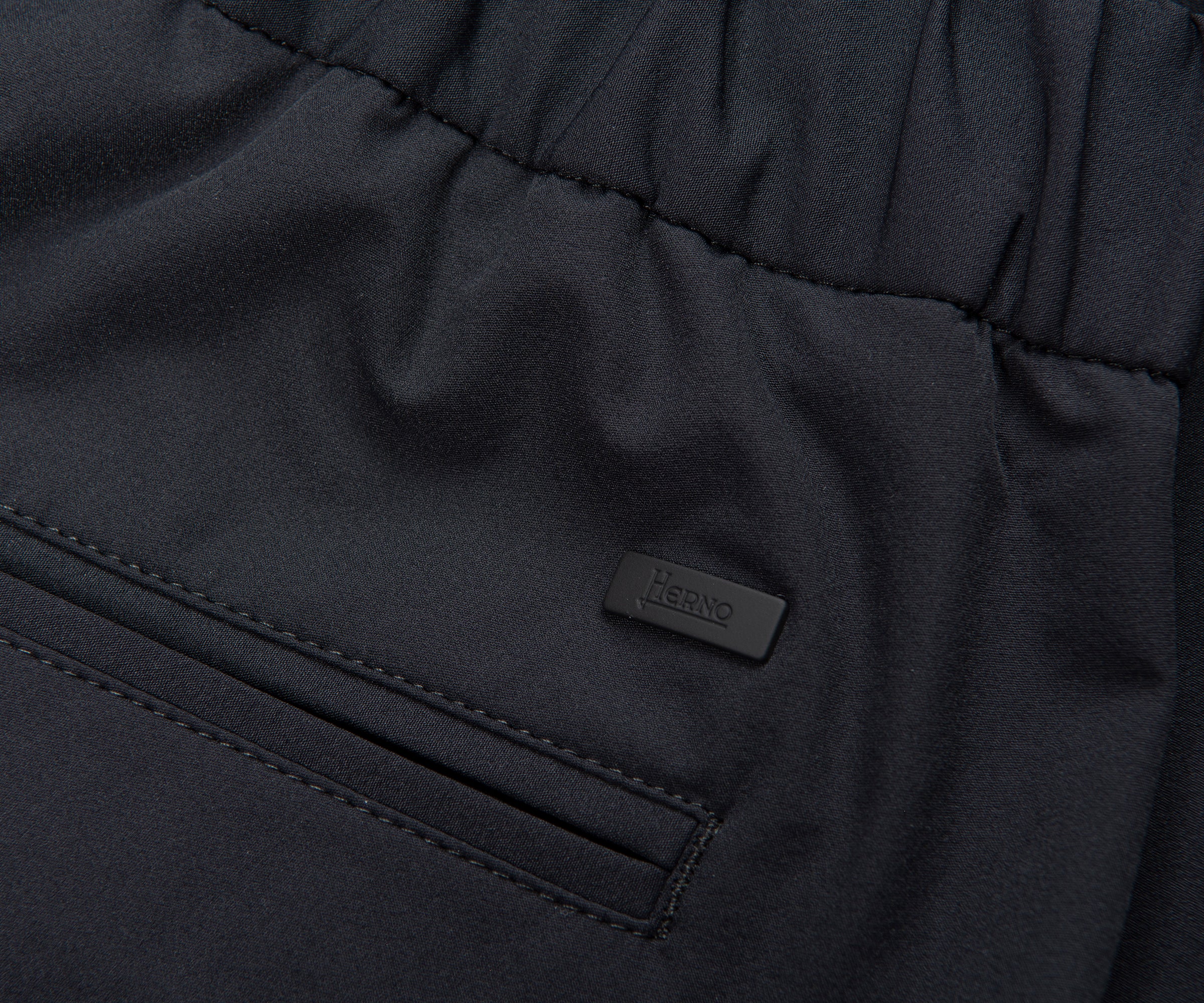 Herno Black Nylon Tie Waist Trousers - Image 6