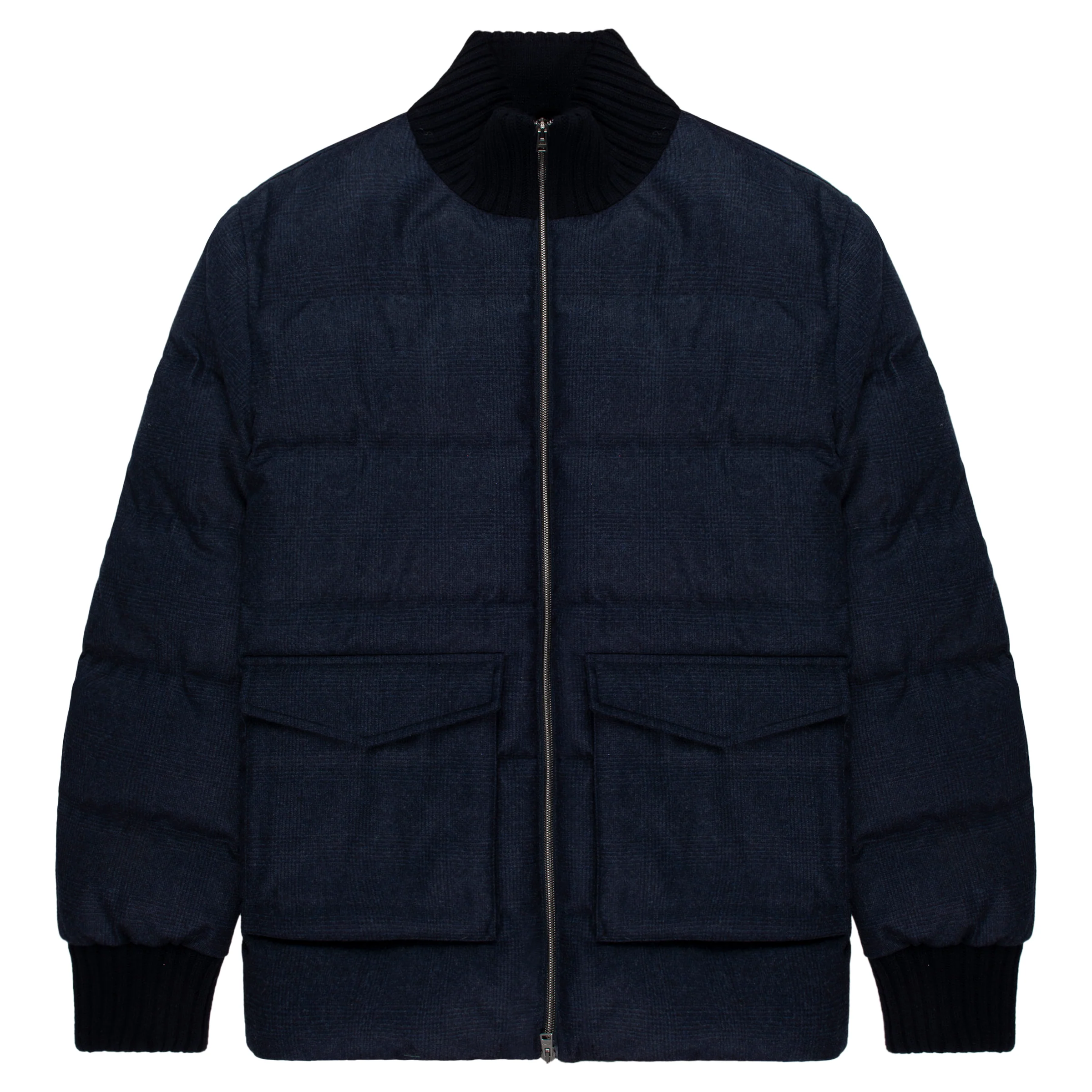 Herno Navy Checked Wool Puffer Bomber
