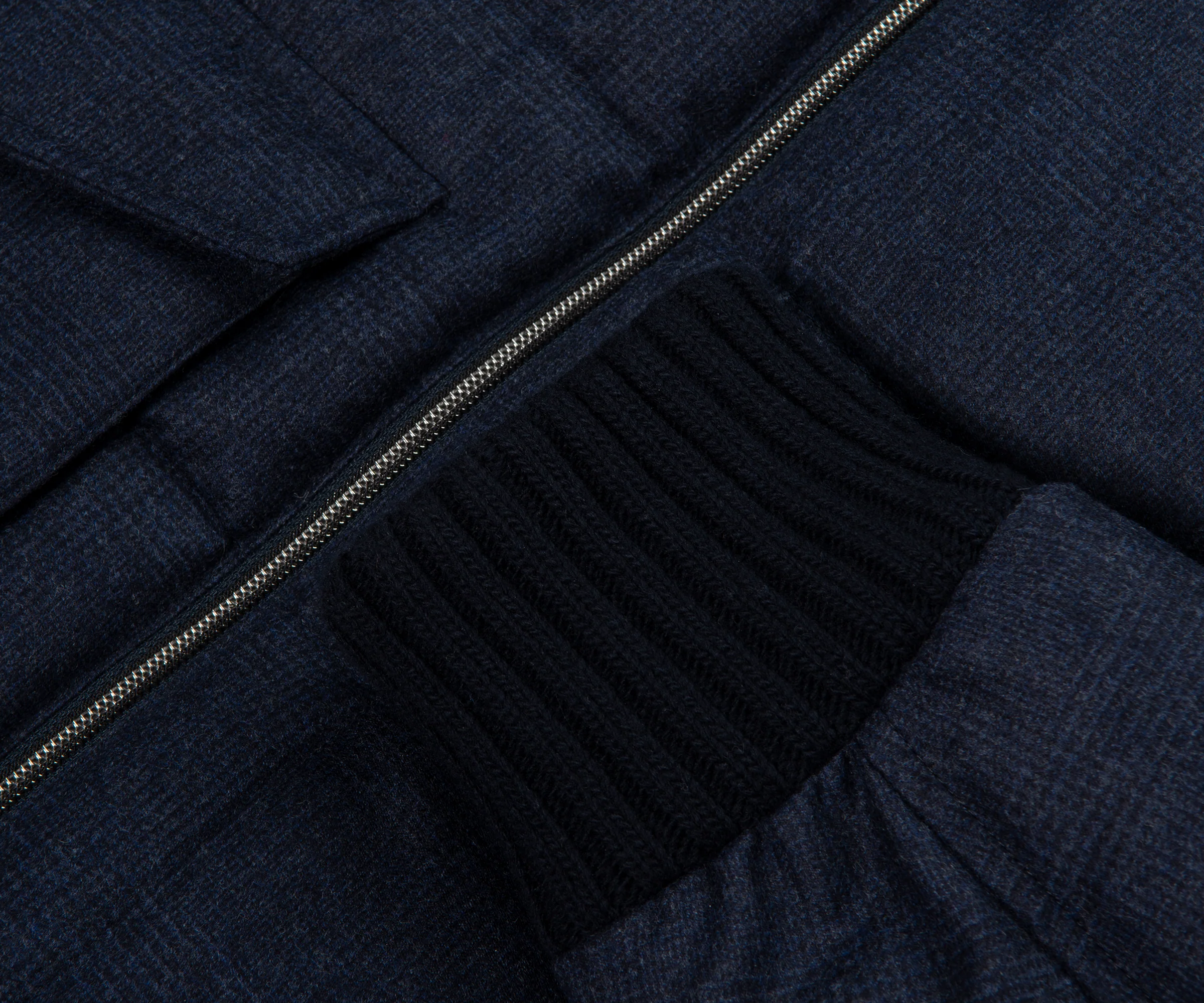 Herno Navy Checked Wool Puffer Bomber - Image 6