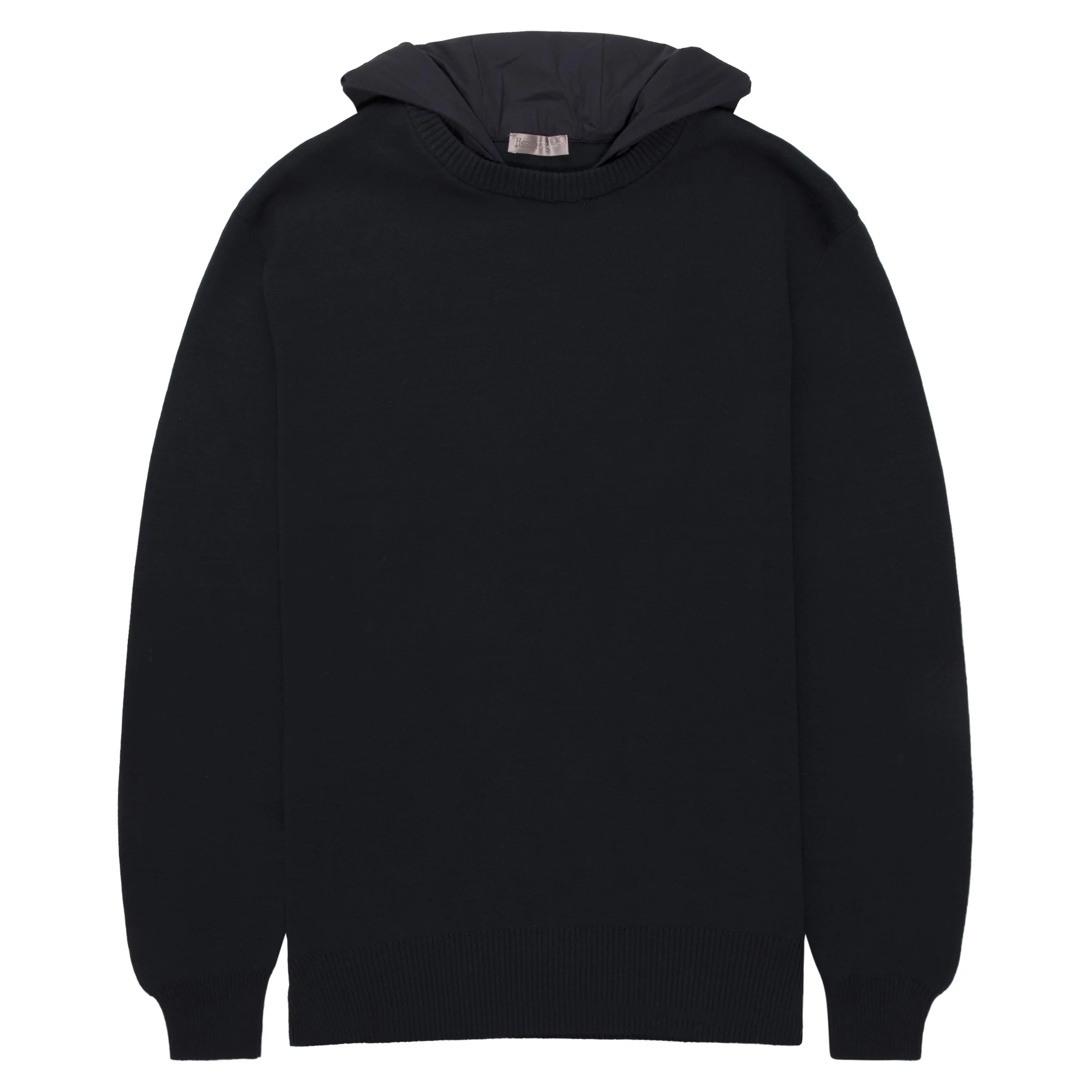 Herno Navy Nylon Hooded Knit Sweater