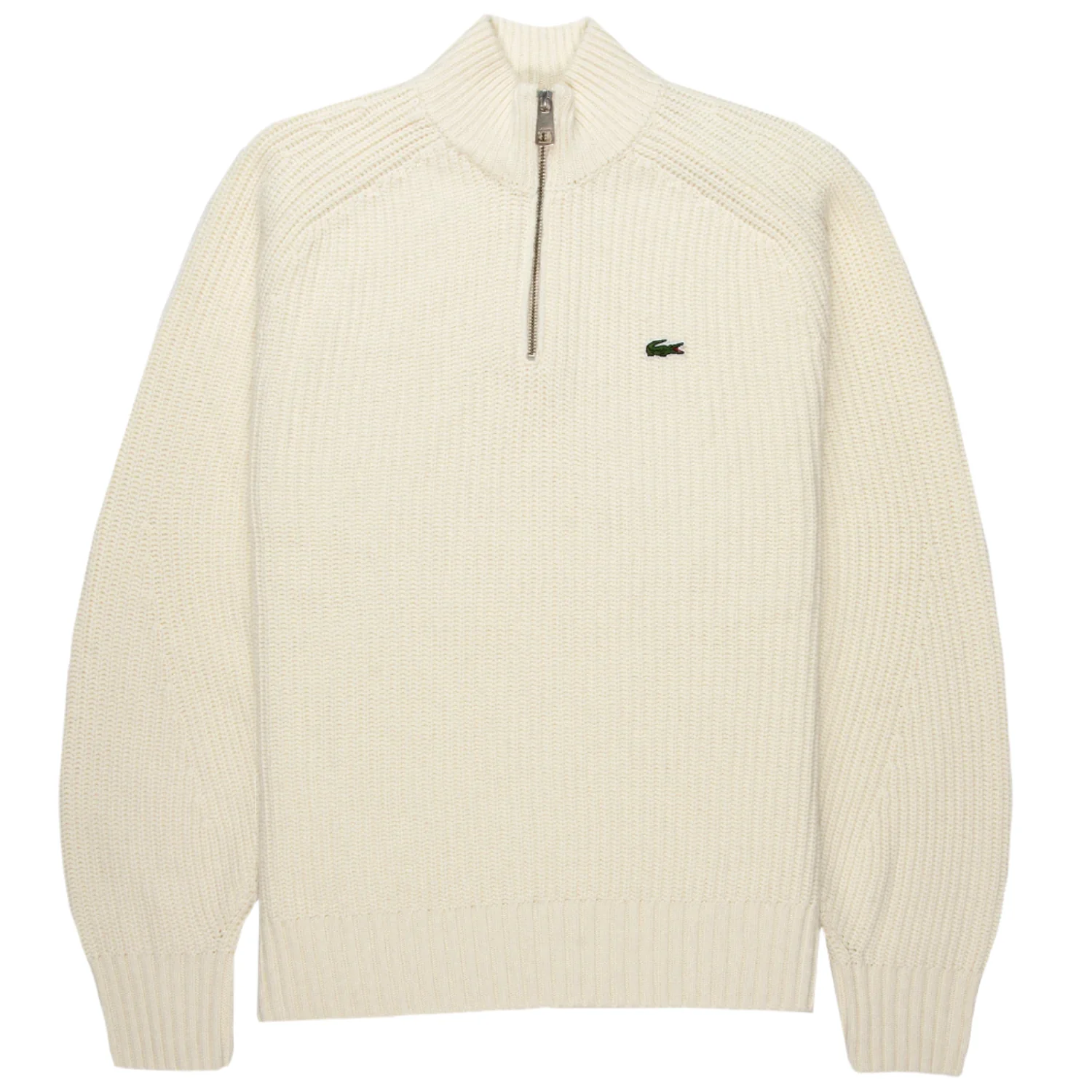 Lacoste Cream Carded Wool 1/4 Zip Sweater