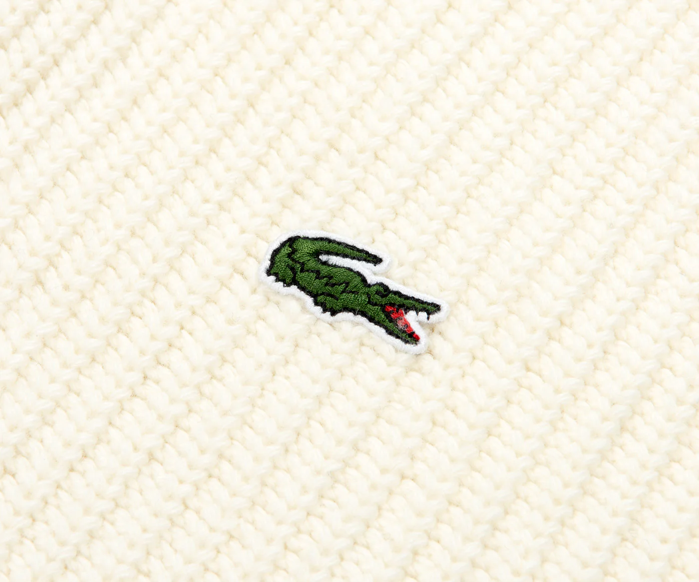 Lacoste Cream Carded Wool 1/4 Zip Sweater - Image 5
