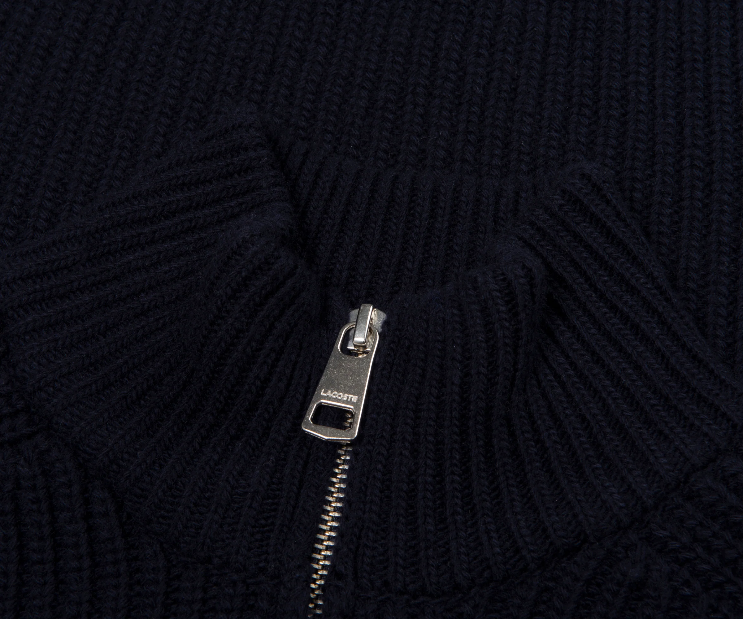 Lacoste Navy Carded Wool 1/4 Zip Sweater - Image 2