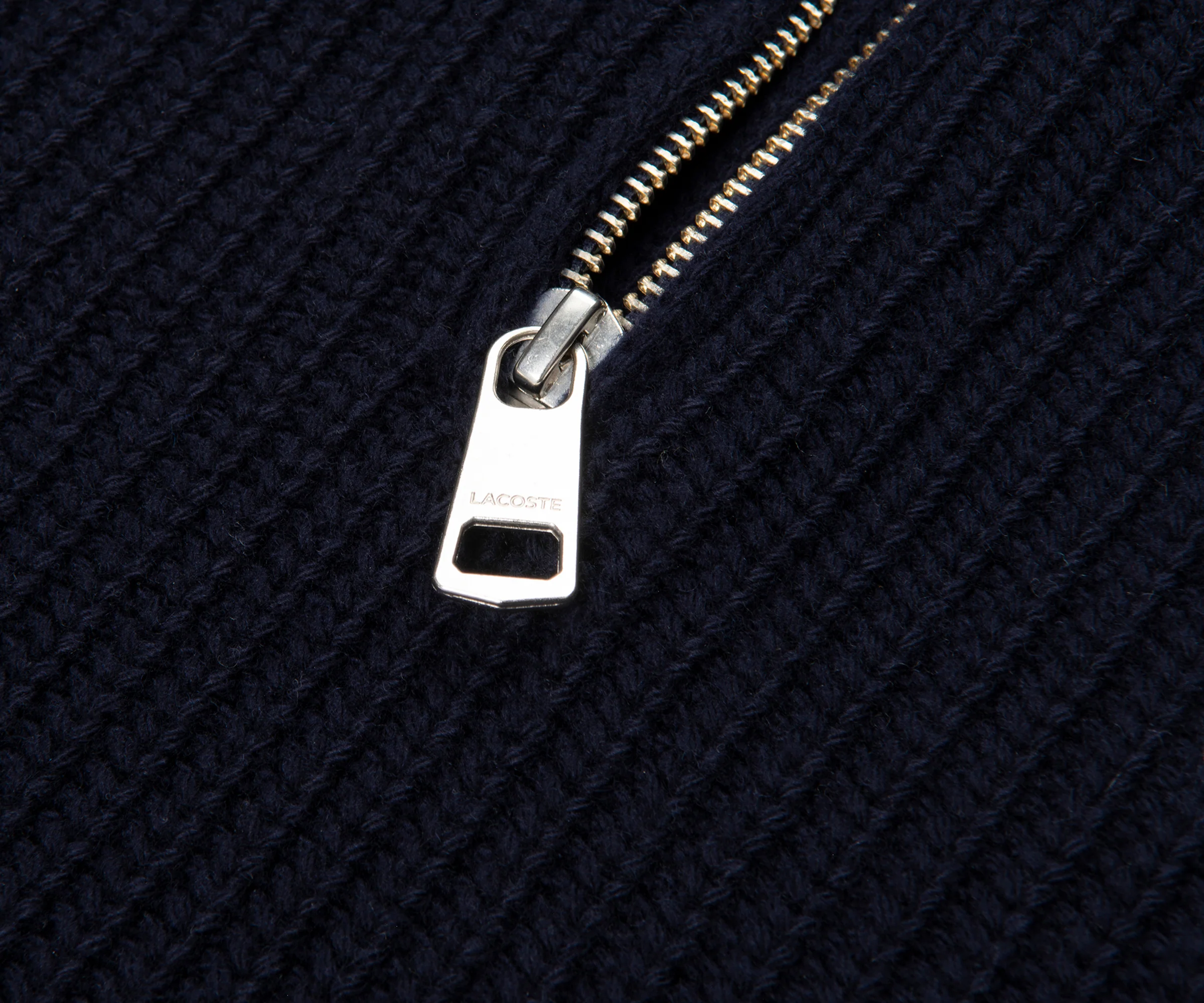 Lacoste Navy Carded Wool 1/4 Zip Sweater - Image 3