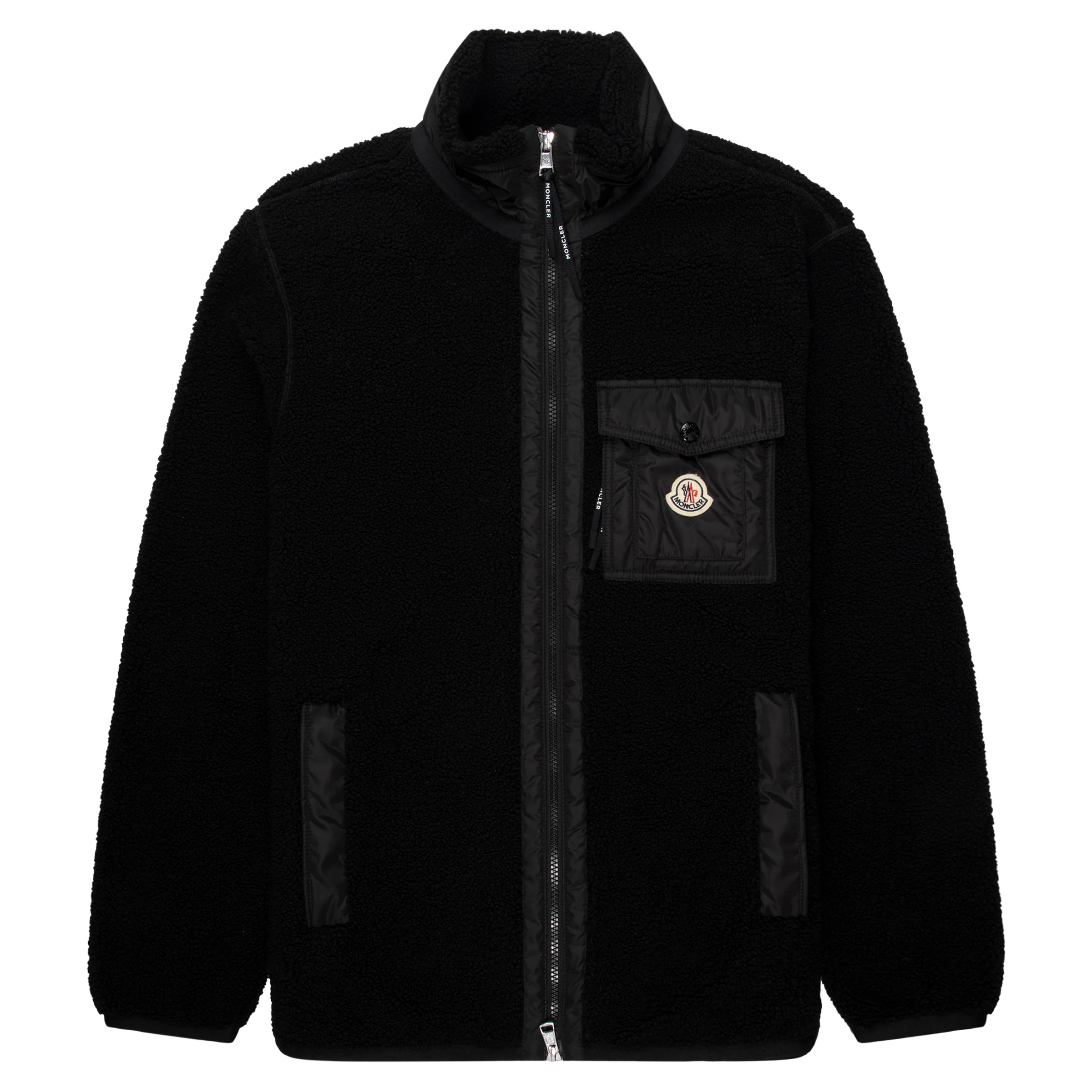 Moncler Black Teddy Zip Up Sweatshirt Chest Pocket