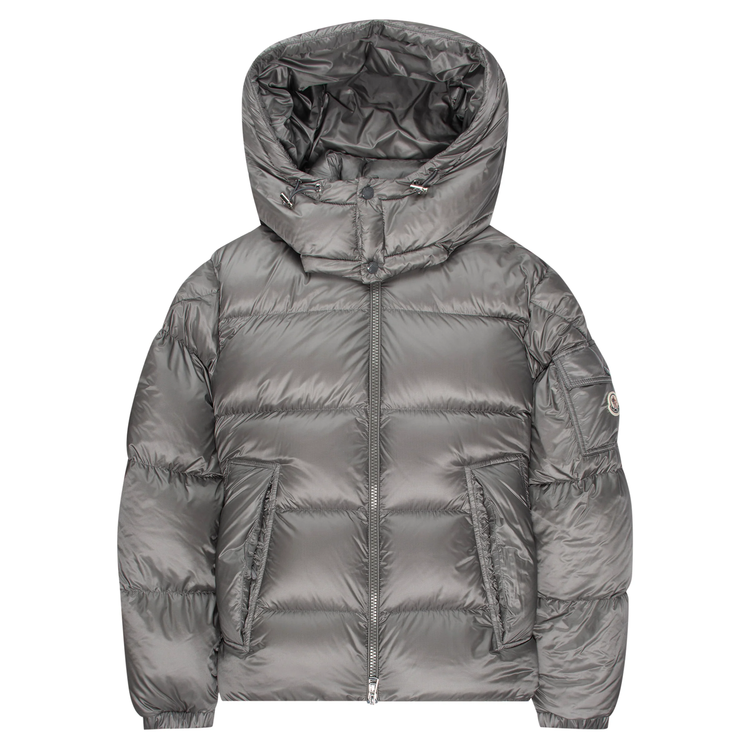 Moncler Couyere Silver Hooded Puffer Jacket