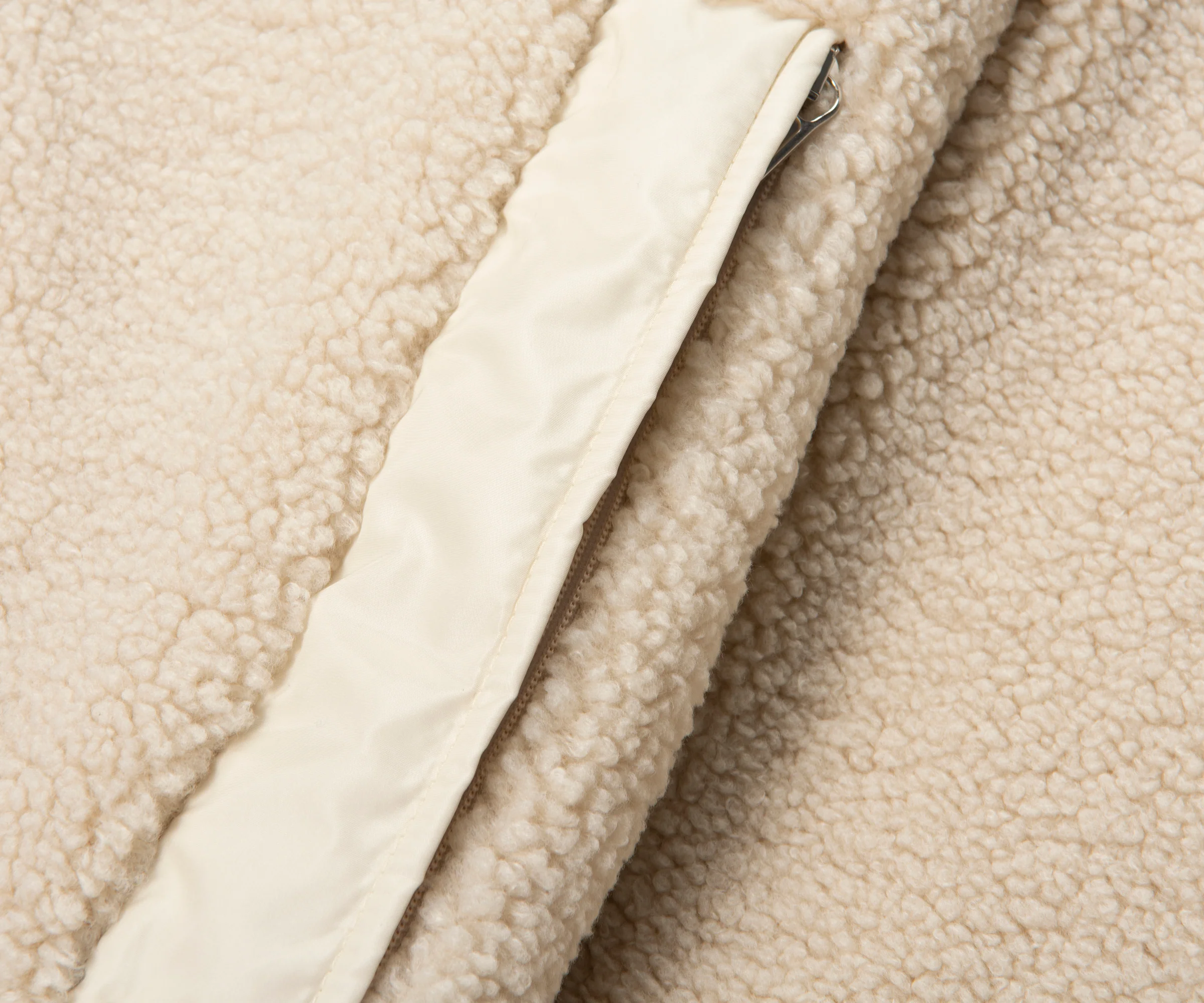 Moncler Cream Teddy Zip Up Sweatshirt Chest Pocket - Image 5