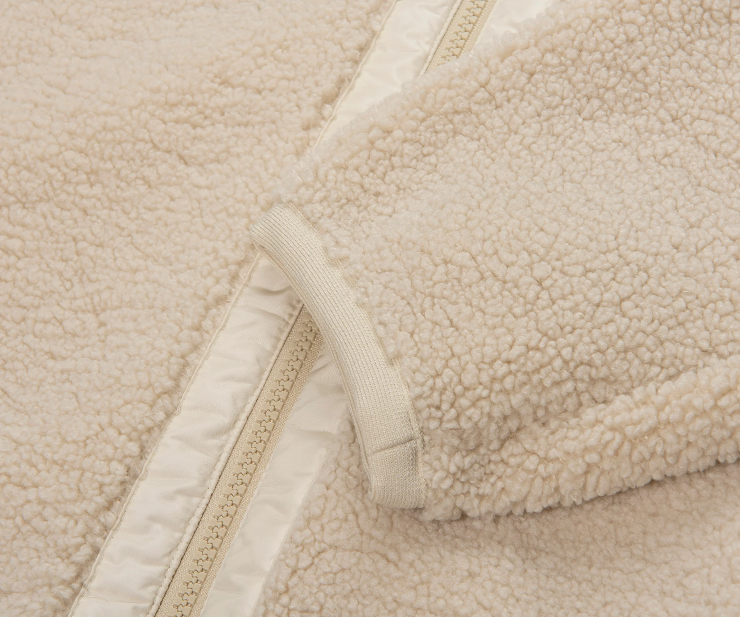 Moncler Cream Teddy Zip Up Sweatshirt Chest Pocket - Image 6