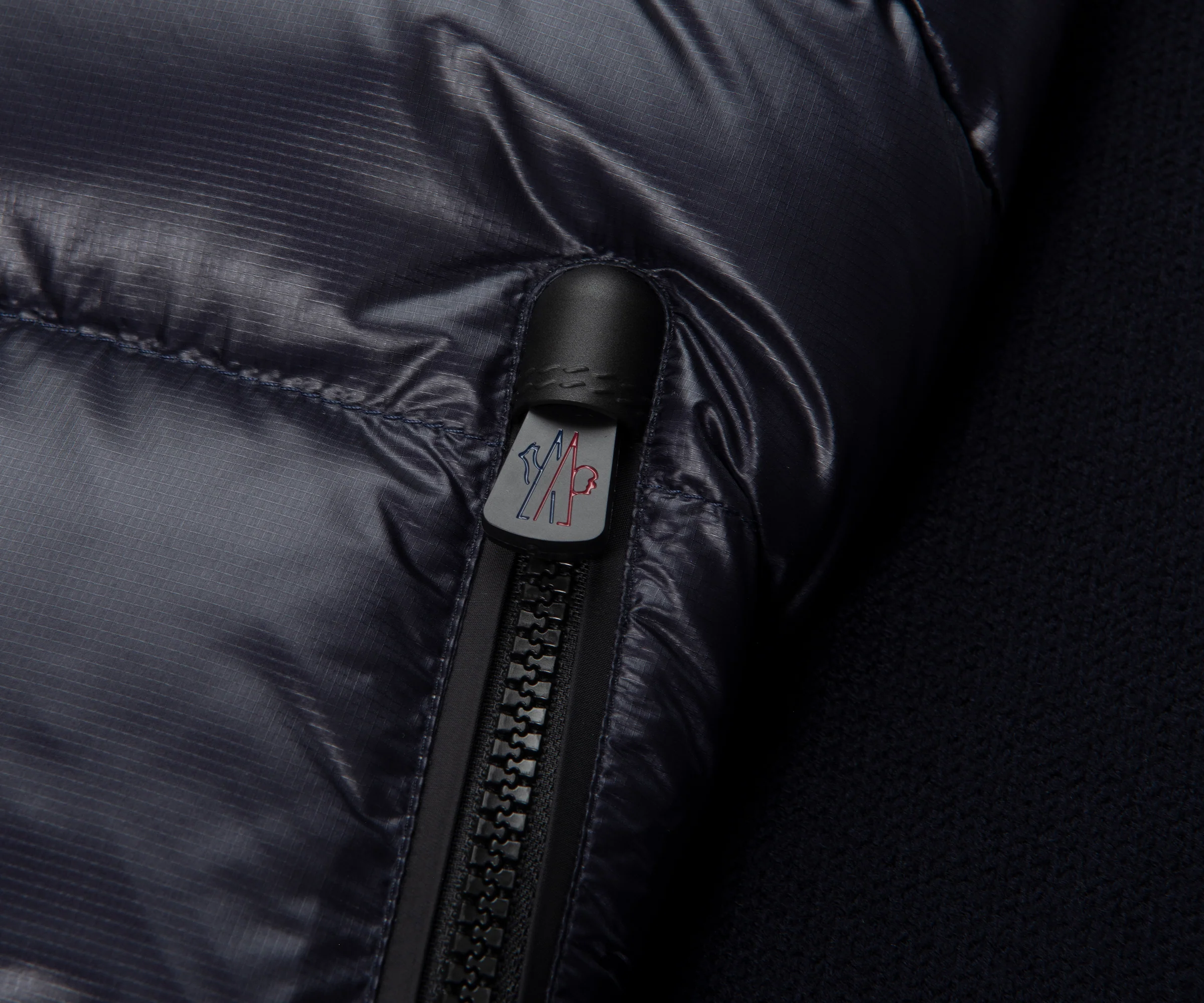 Moncler Grenoble Navy Padded Wool Zip Up Cardigan - Image 2
