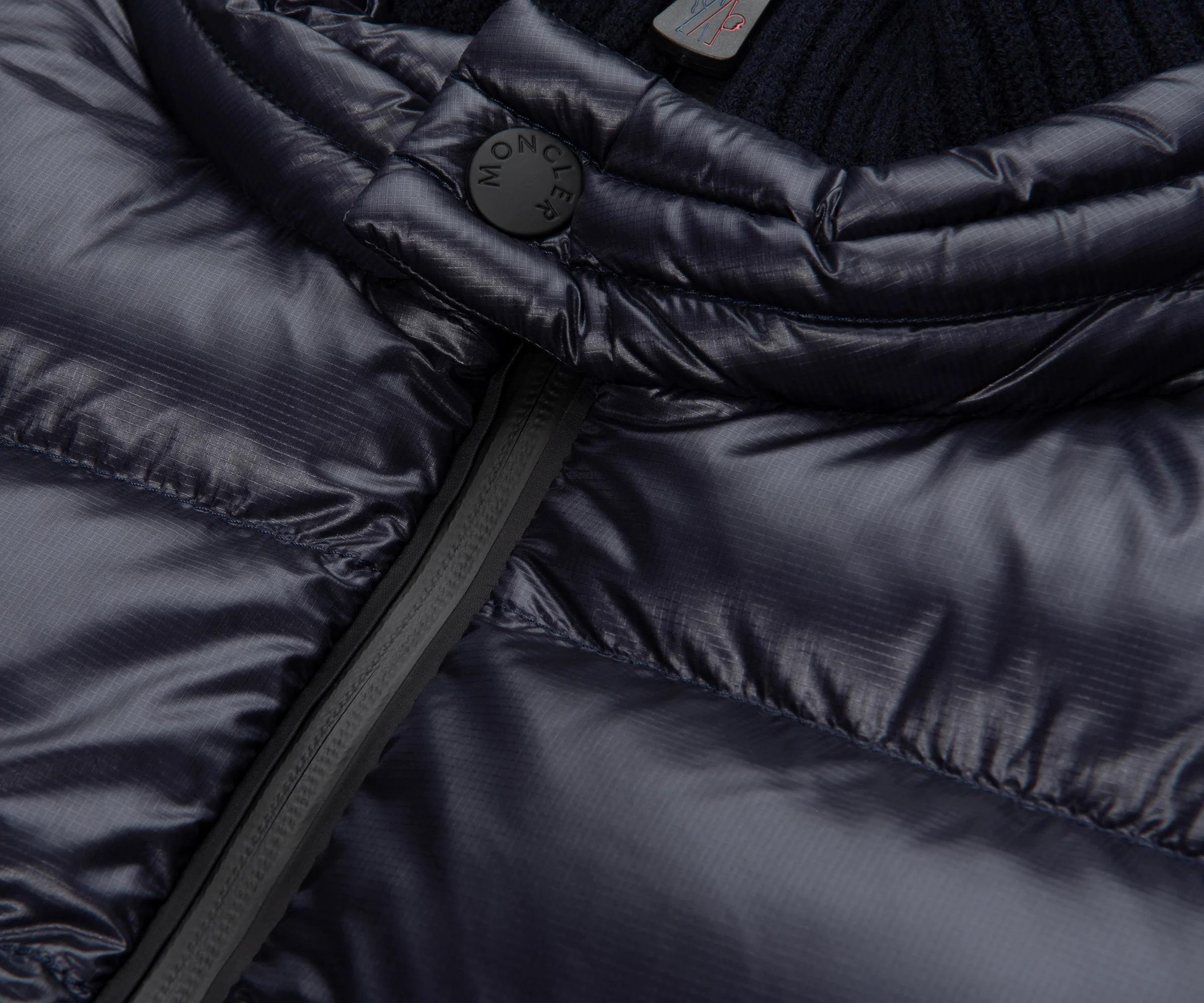 Moncler Grenoble Navy Padded Wool Zip Up Cardigan - Image 3