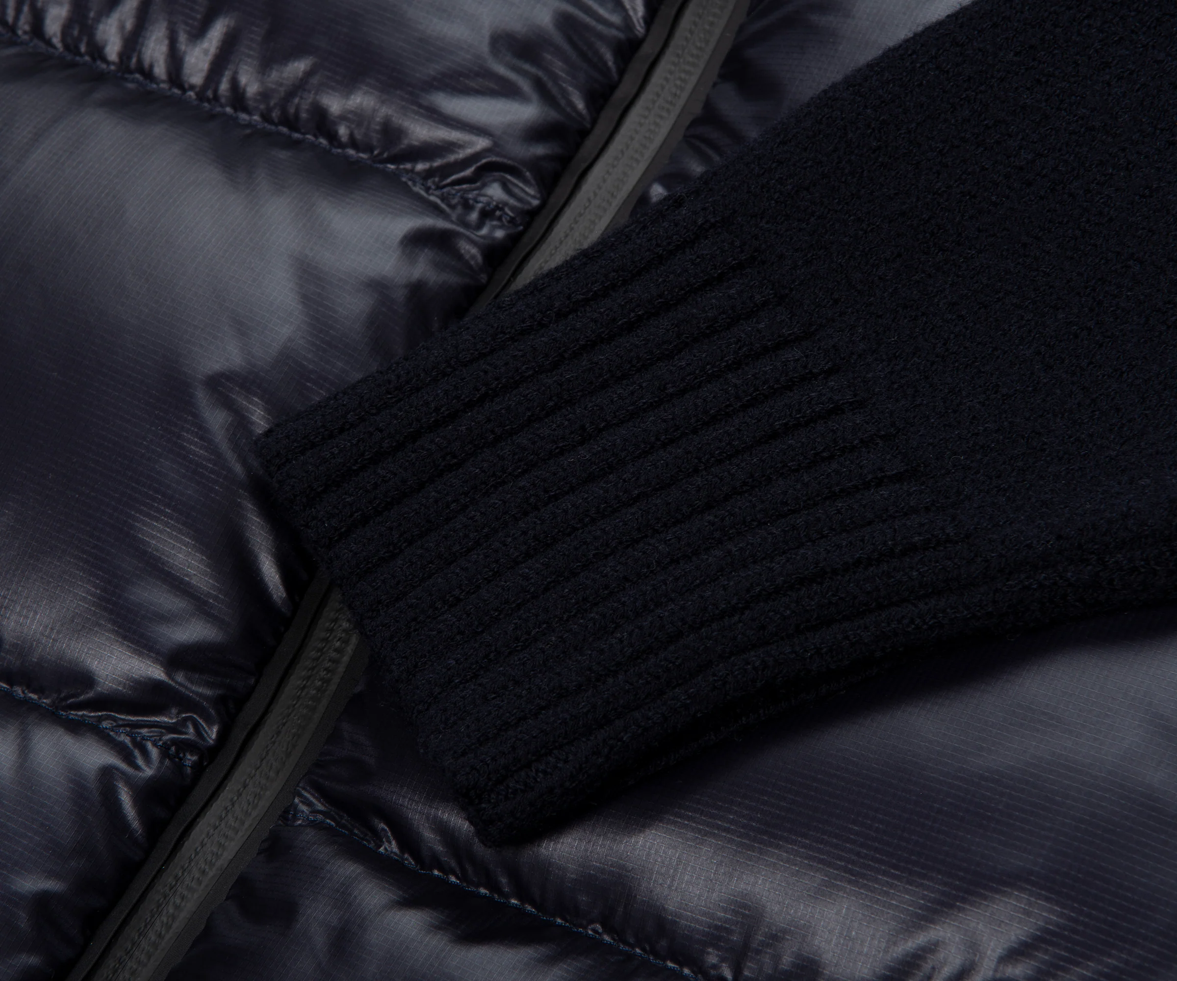 Moncler Grenoble Navy Padded Wool Zip Up Cardigan - Image 4