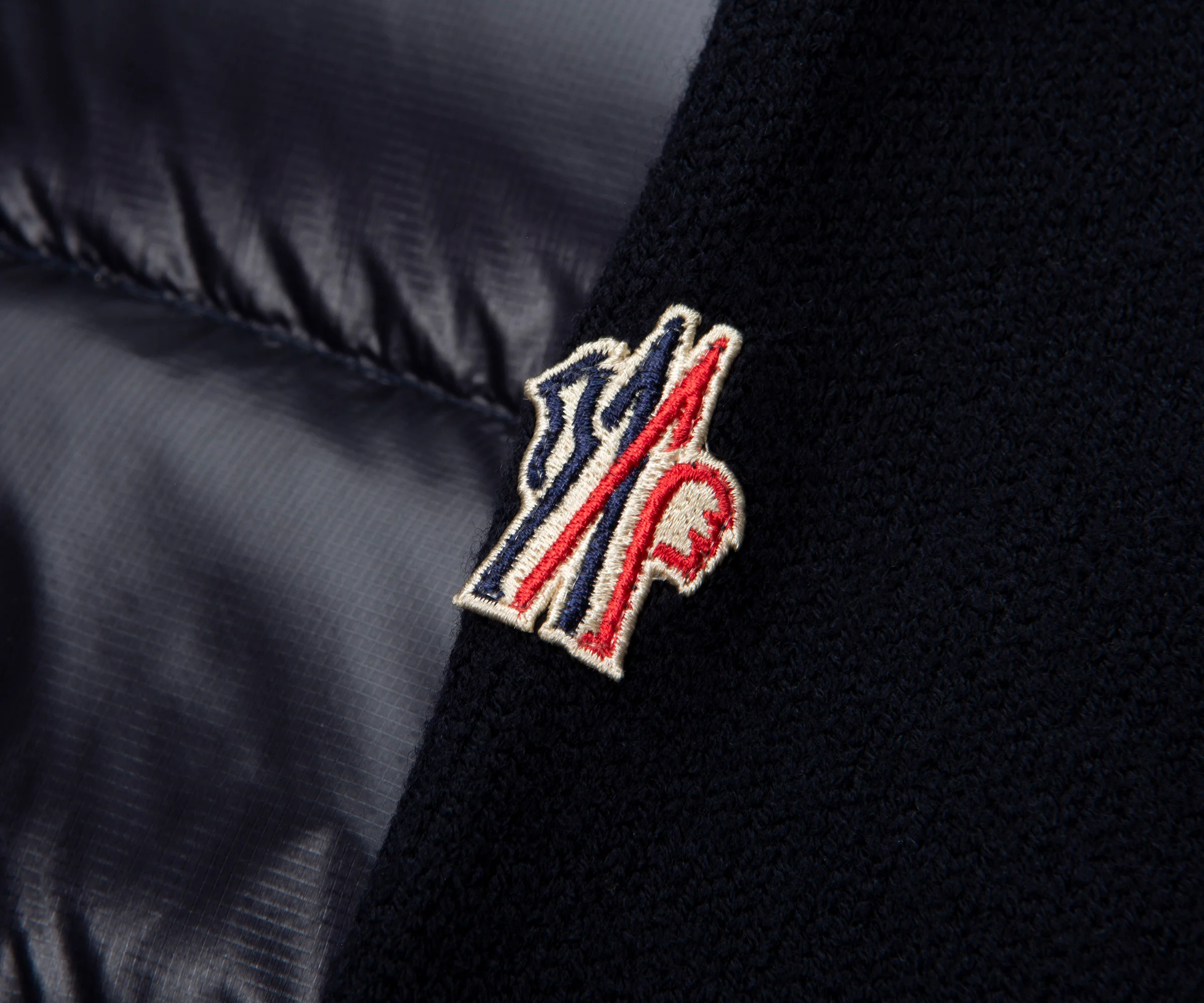 Moncler Grenoble Navy Padded Wool Zip Up Cardigan - Image 5