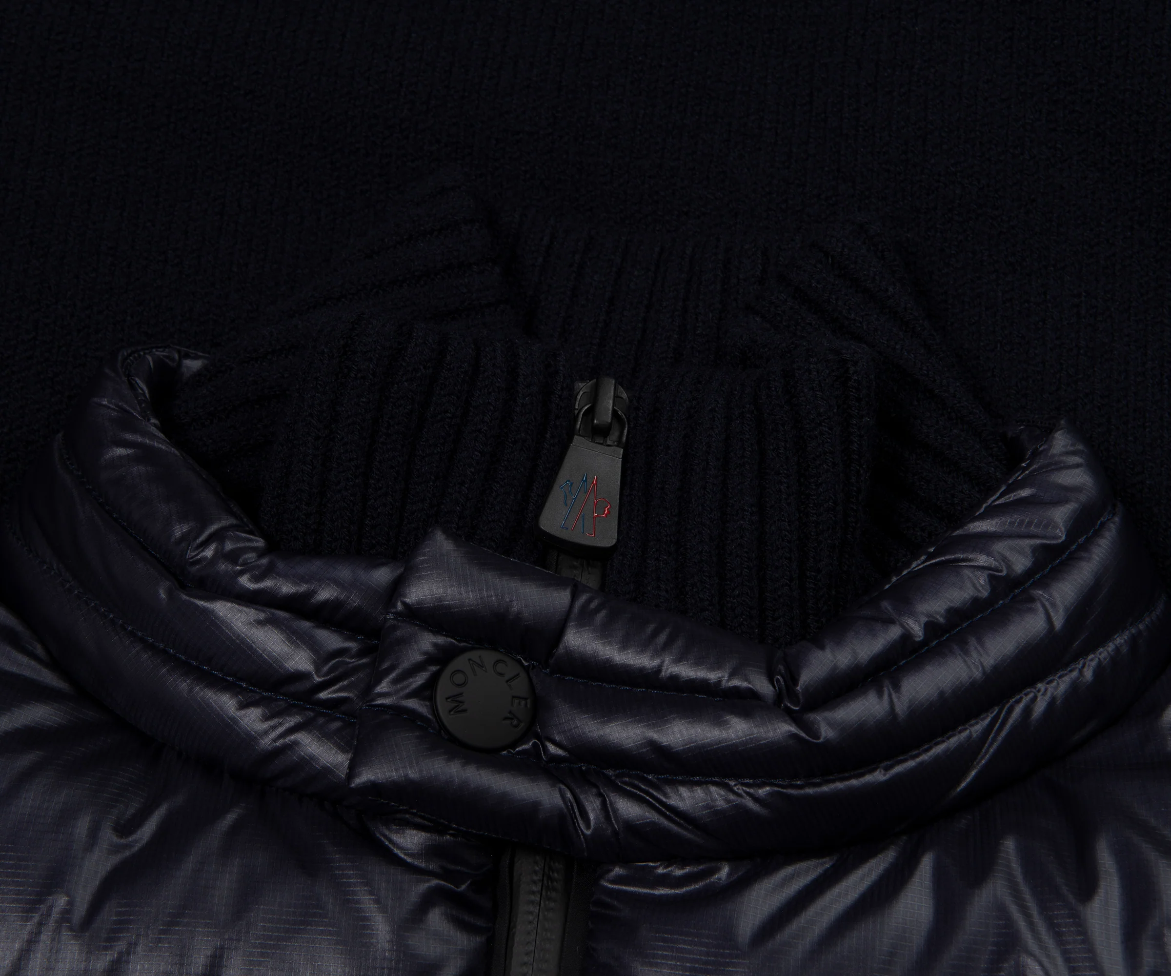 Moncler Grenoble Navy Padded Wool Zip Up Cardigan - Image 6