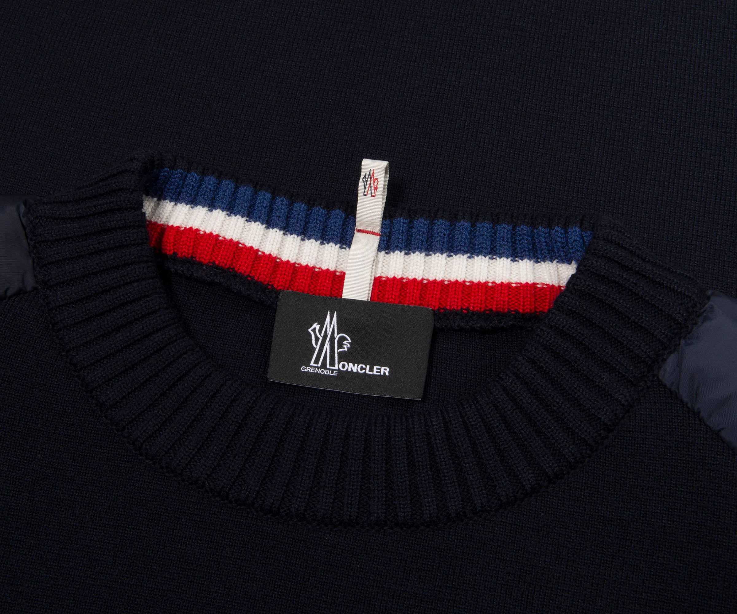 Moncler Grenoble Navy Shoulder Padded Knitted Sweater - Image 2