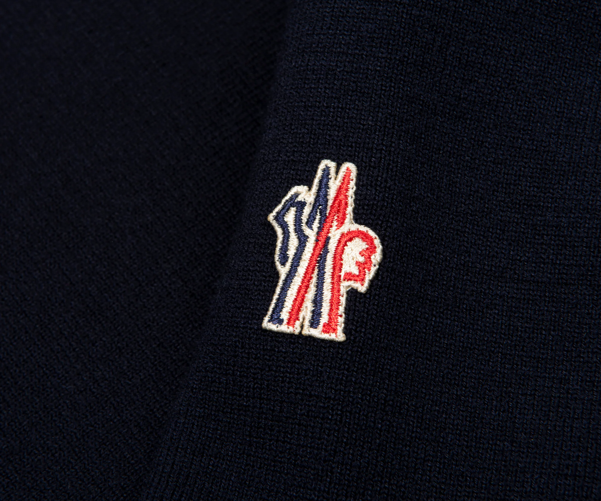 Moncler Grenoble Navy Shoulder Padded Knitted Sweater - Image 3