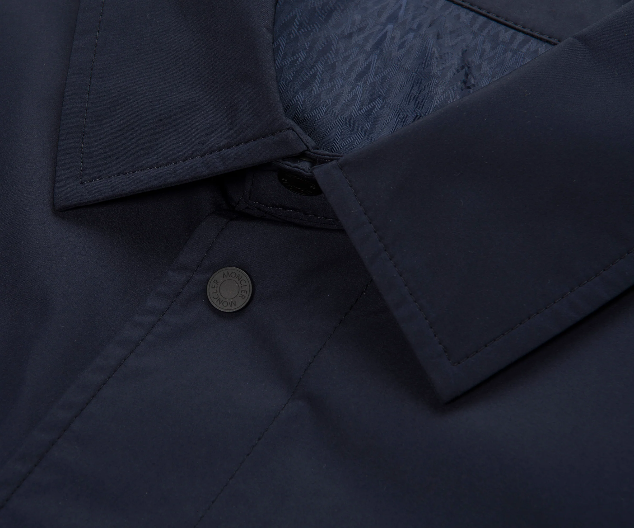 Moncler Navy Light Weight Overshirt Leather Badge - Image 2