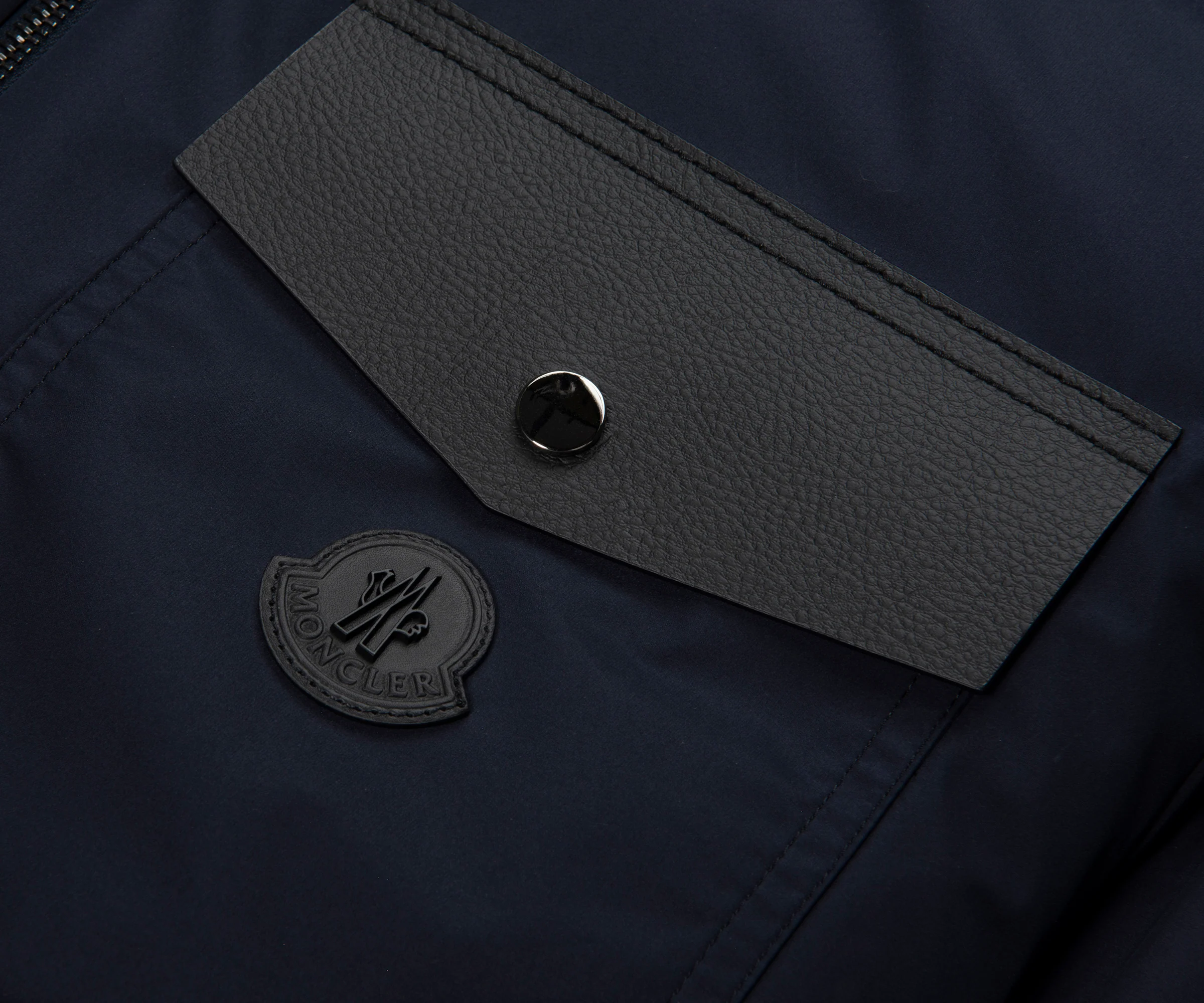 Moncler Navy Nohedes Leather Pocket Hooded Jacket - Image 5