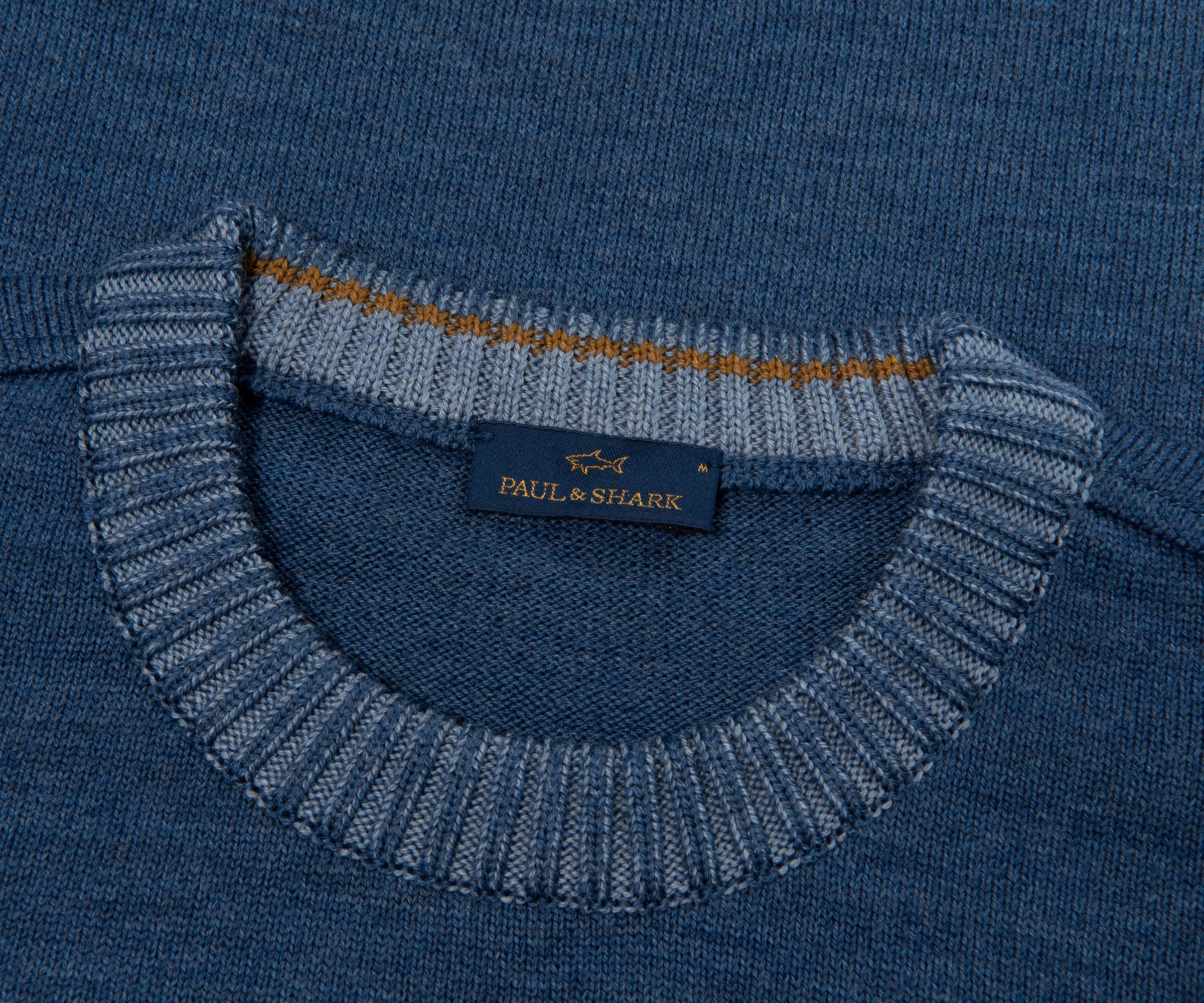 Paul & Shark Blue Knitted Ribbed Crewneck Sweater - Image 2