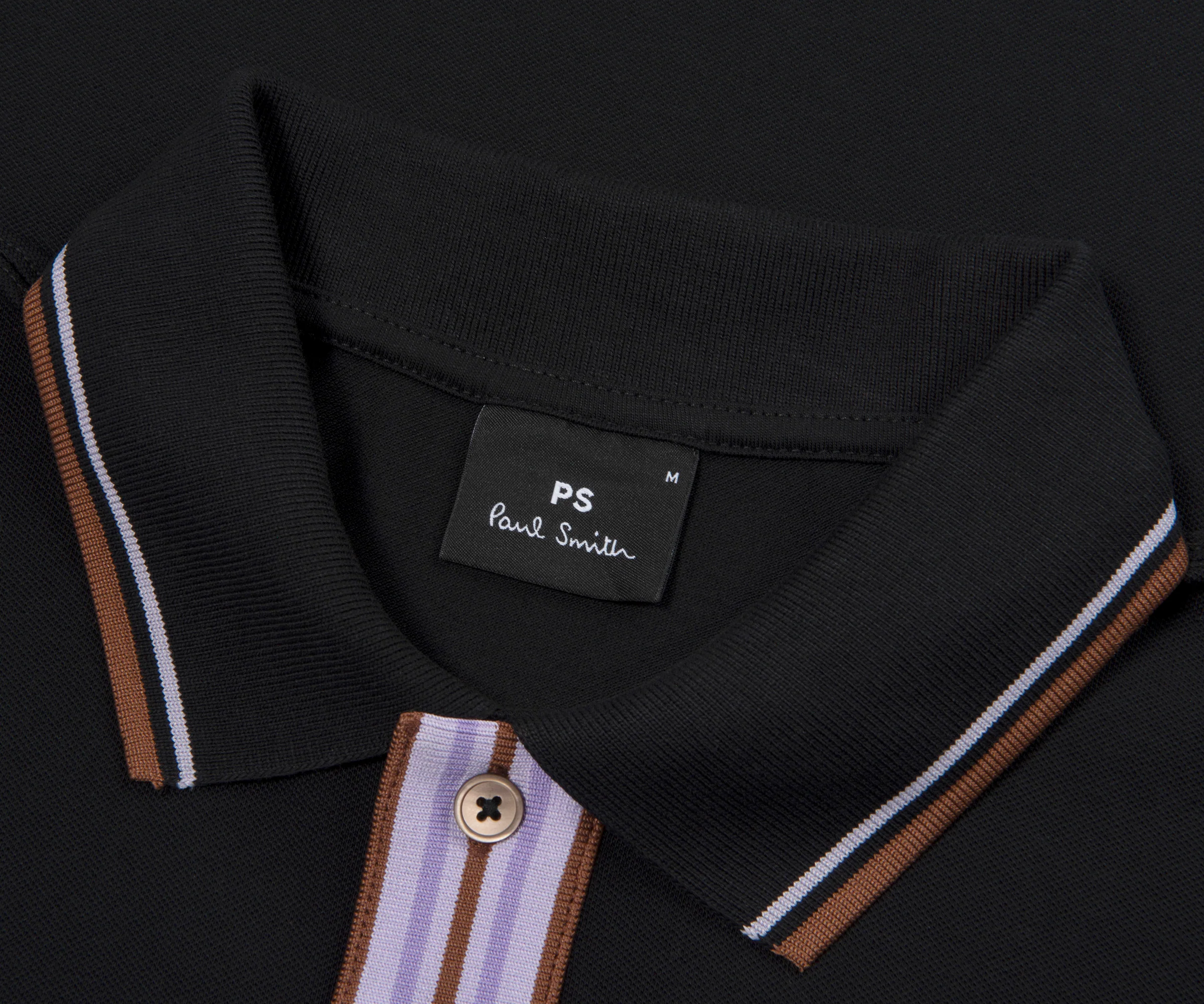 Paul Smith Black/ Purple Placket Polo - Image 2