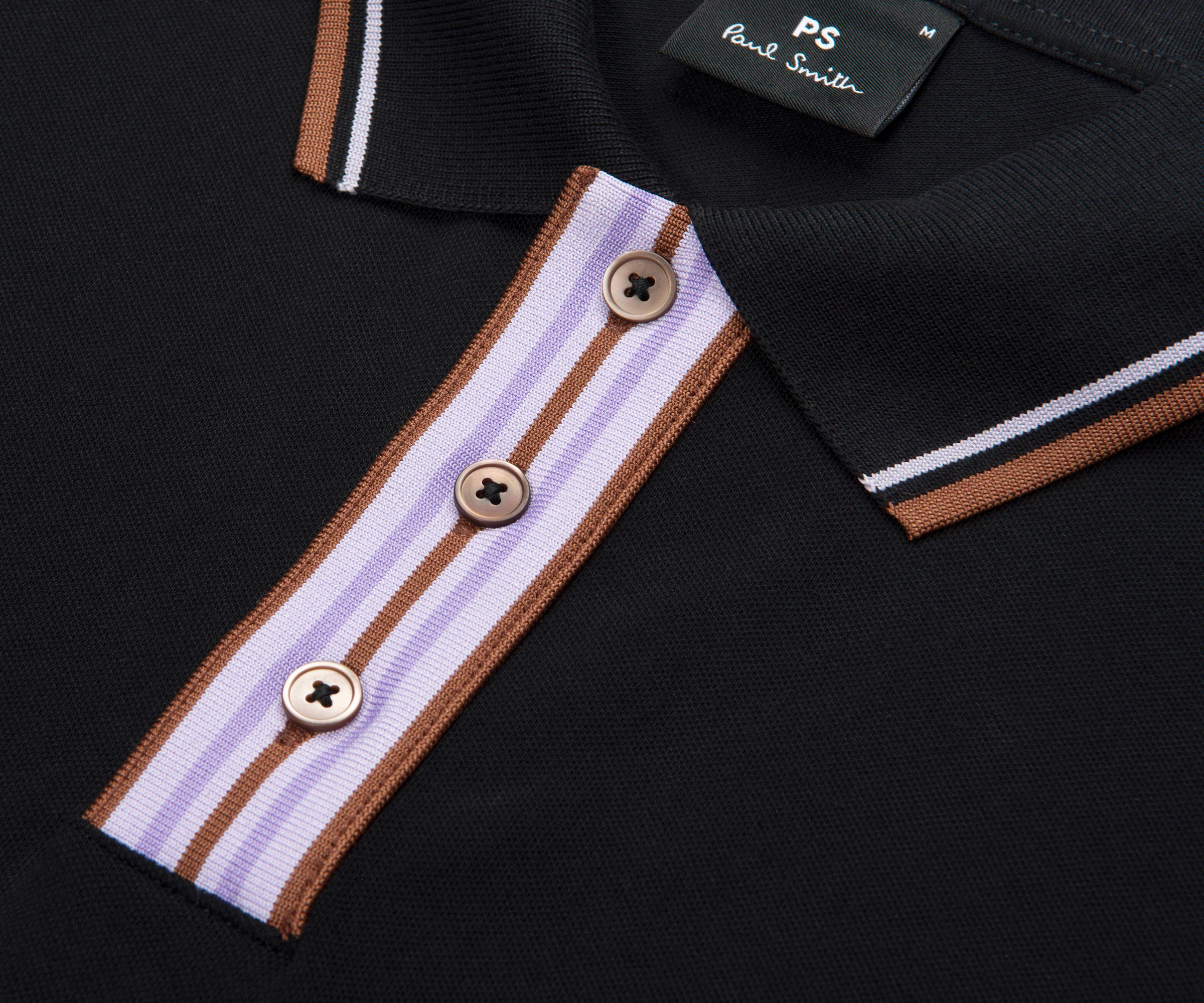 Paul Smith Black/ Purple Placket Polo - Image 3