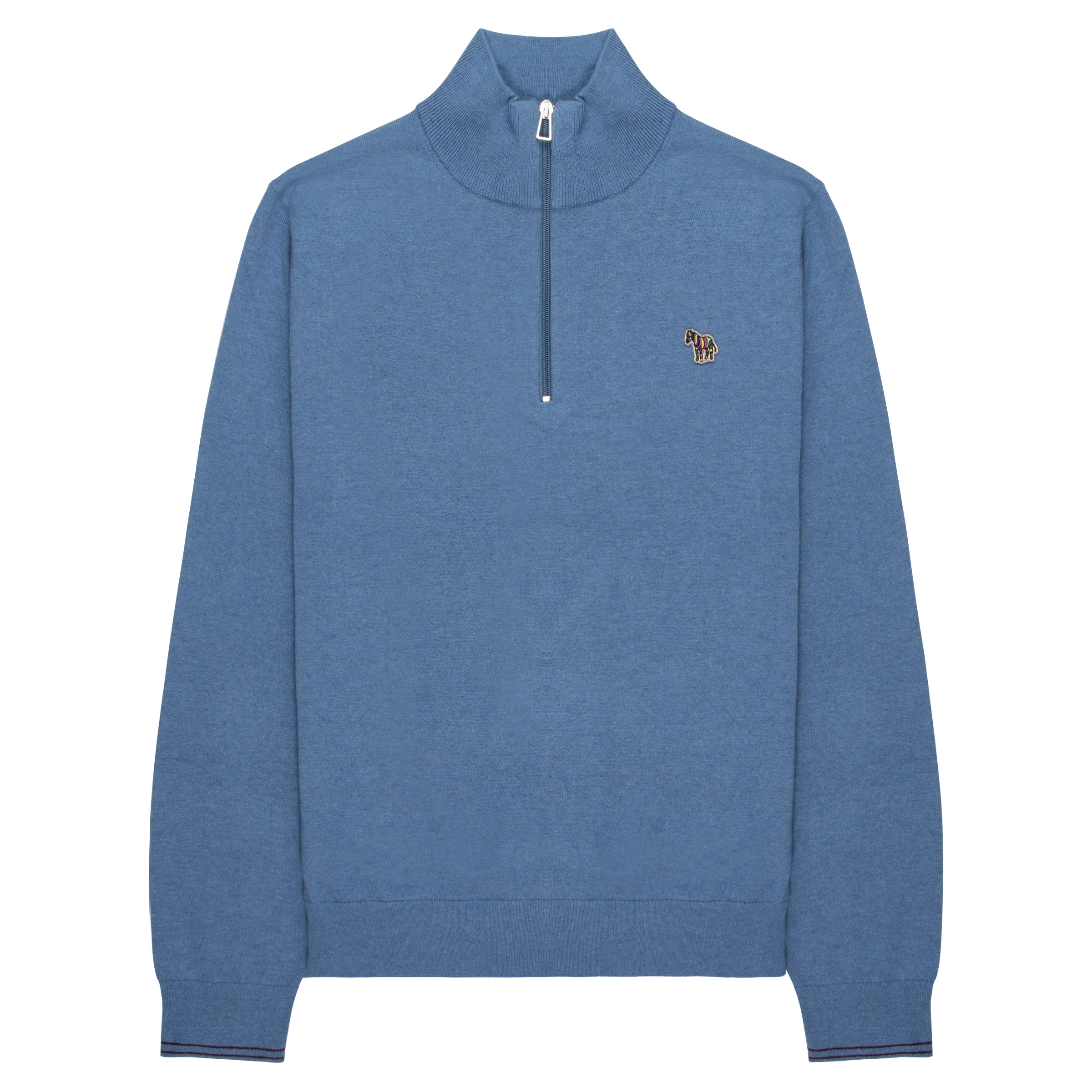 Paul Smith Light Blue Cotton Zebra 1/4 Zip Sweater