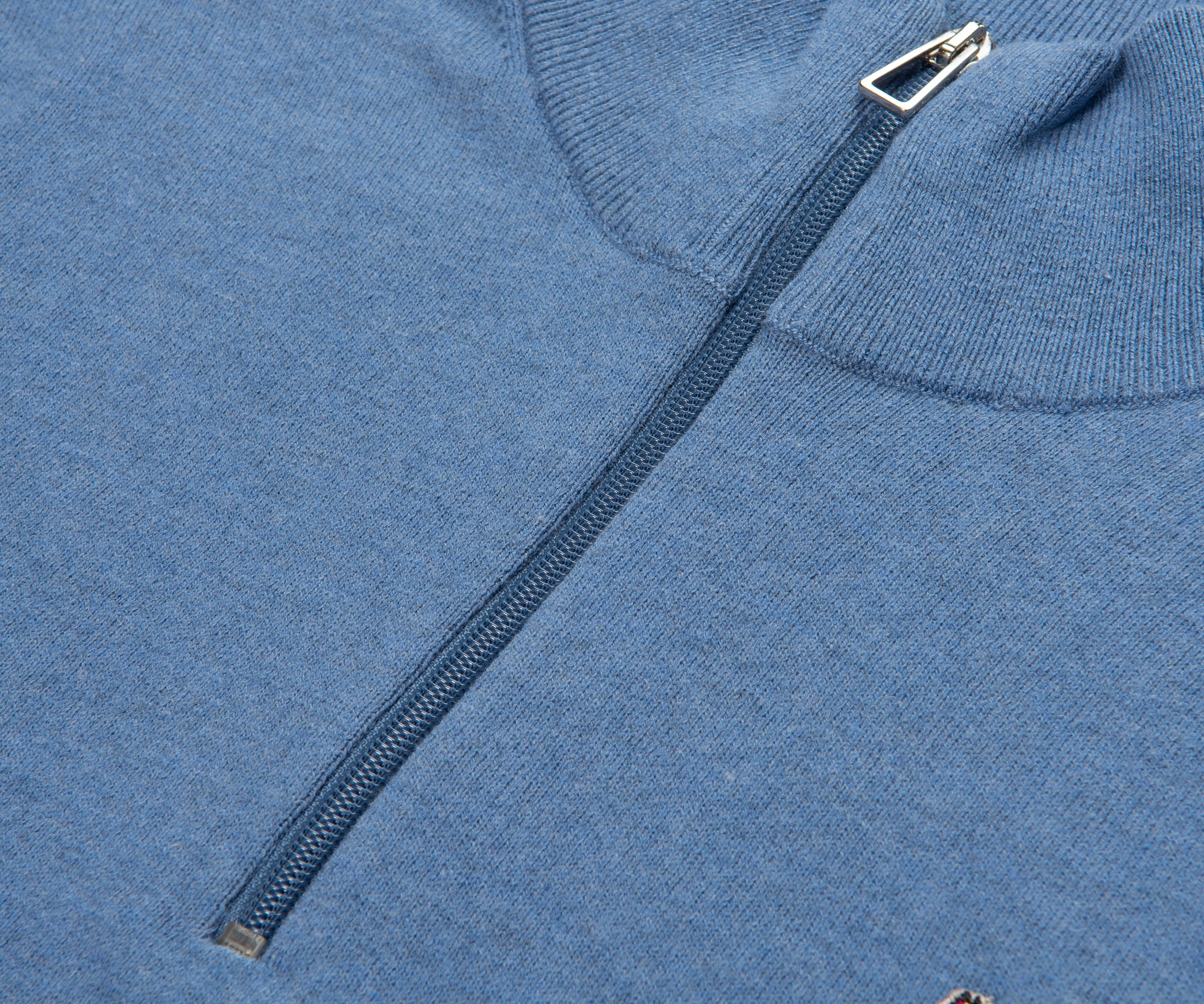 Paul Smith Light Blue Cotton Zebra 1/4 Zip Sweater - Image 3