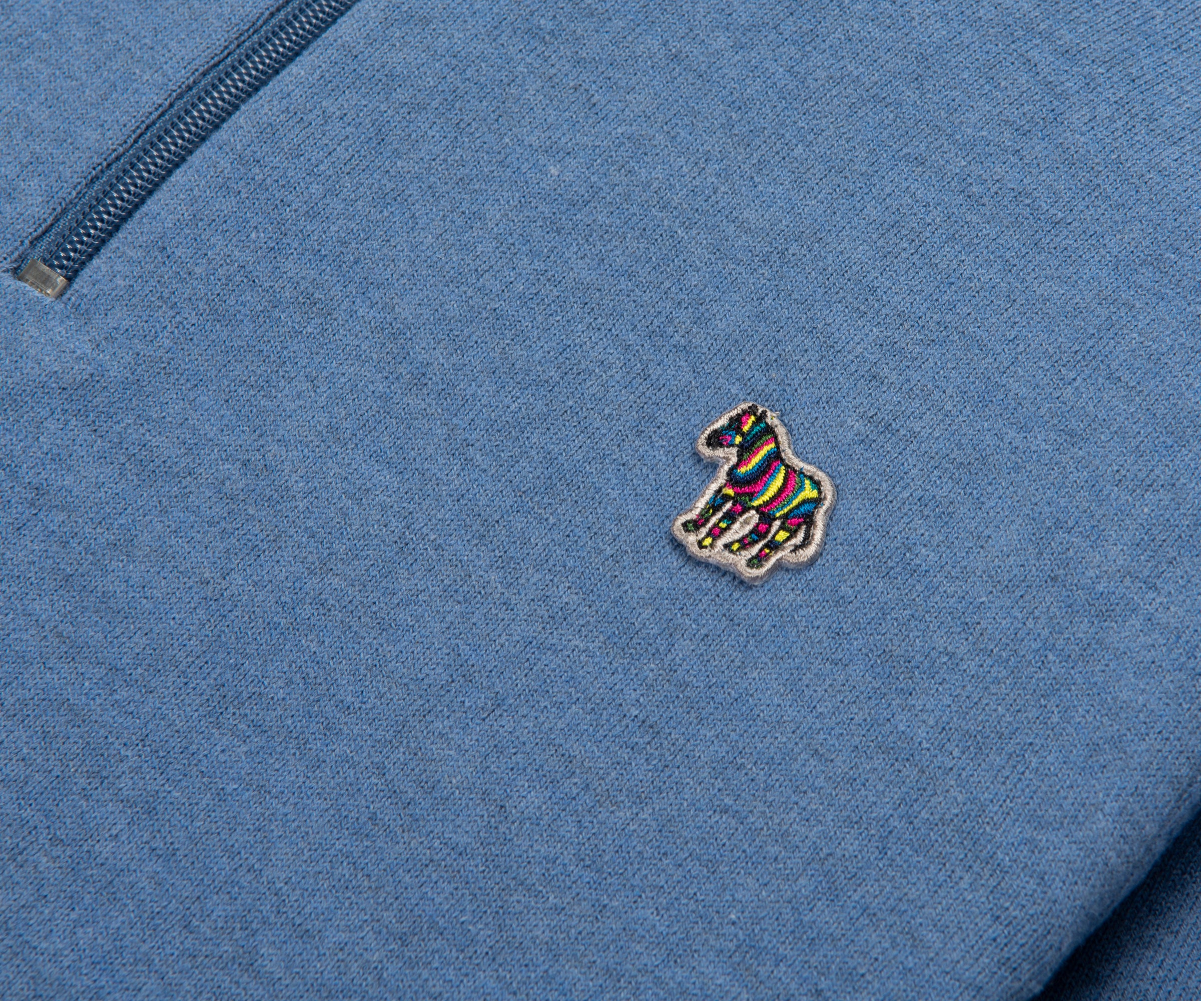 Paul Smith Light Blue Cotton Zebra 1/4 Zip Sweater - Image 4