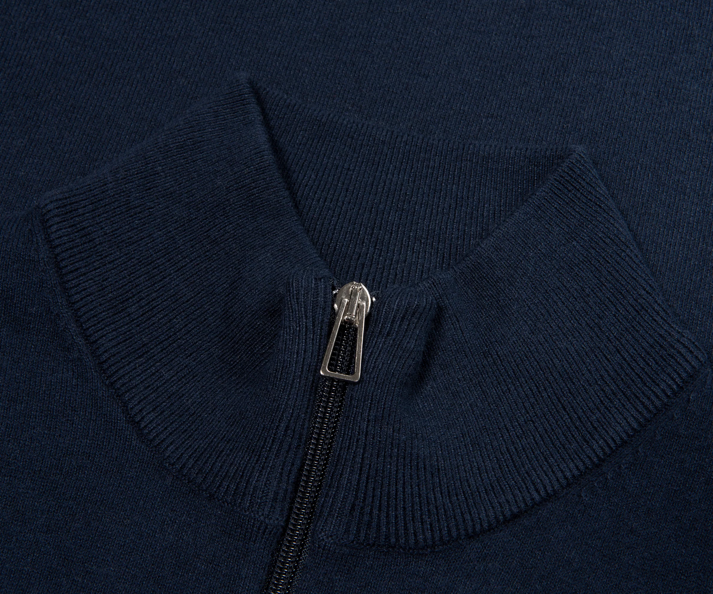 Paul Smith Navy Cotton Zebra 1/4 Zip Sweater - Image 2