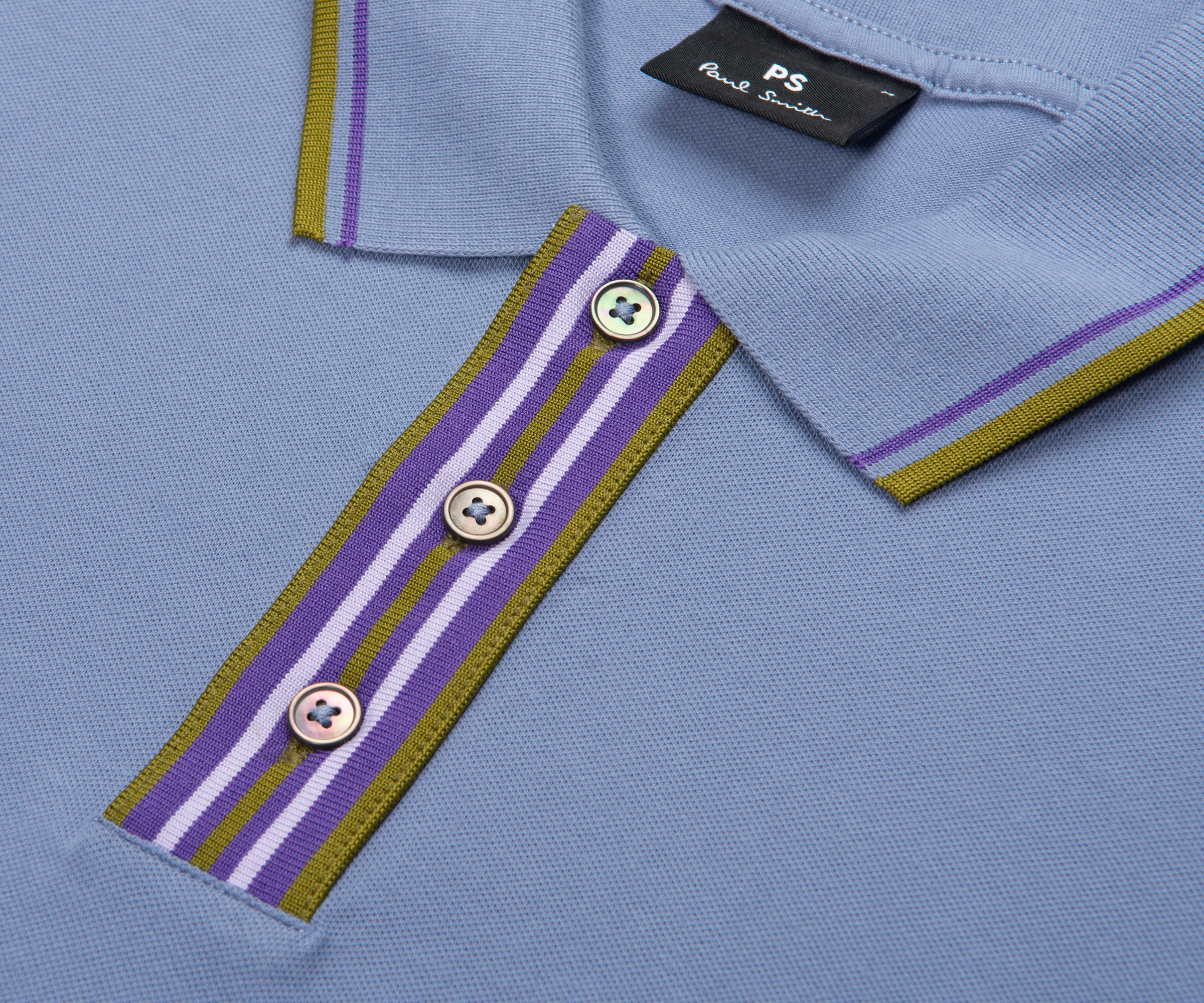 Paul Smith Violet/ Green Placket Polo - Image 3
