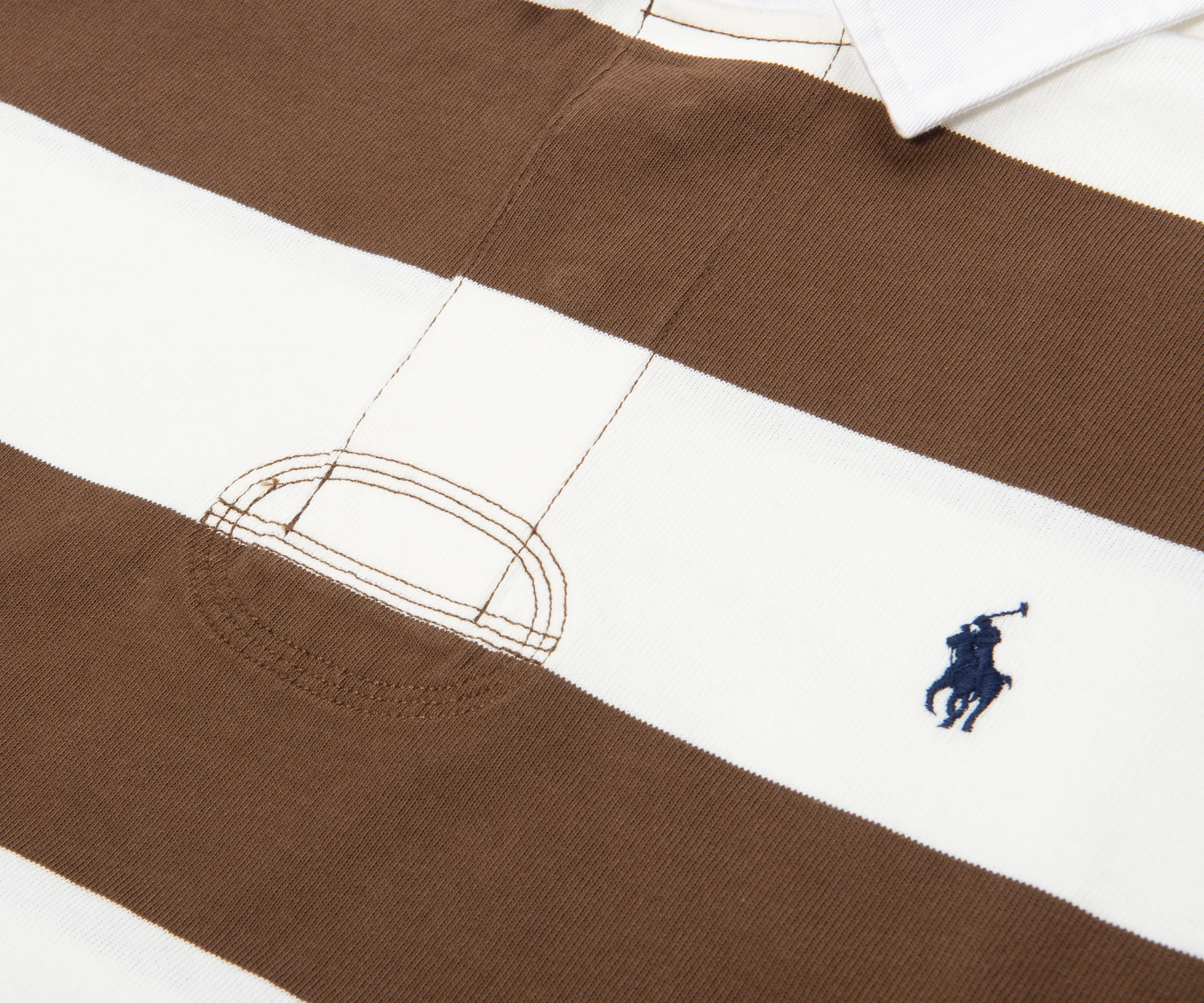 Ralph Lauren Brown/ White Rugby Shirt - Image 3