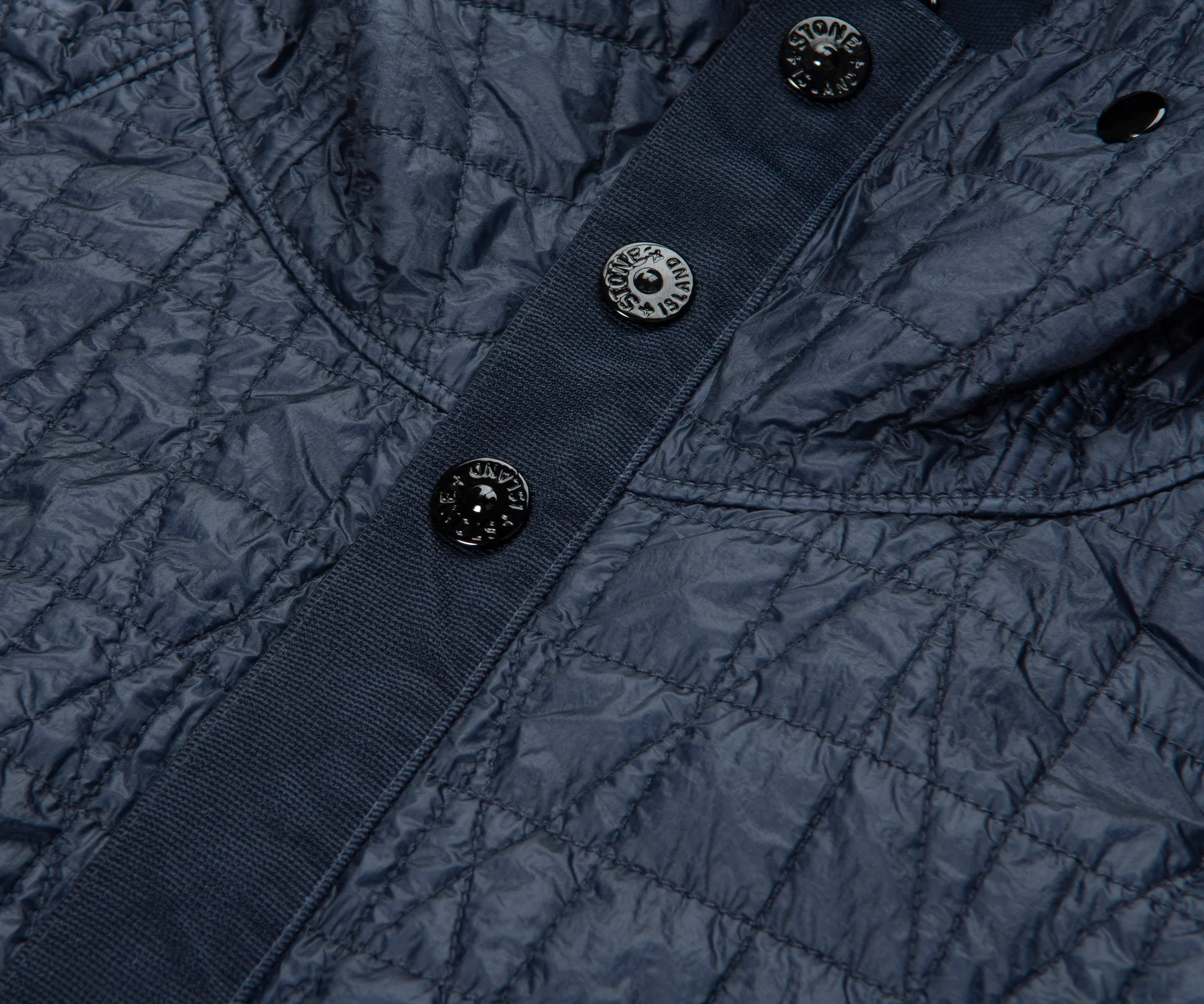 Stone Island Blue Crinkle Reps Ny Quilted Hooded Jacket - Image 4