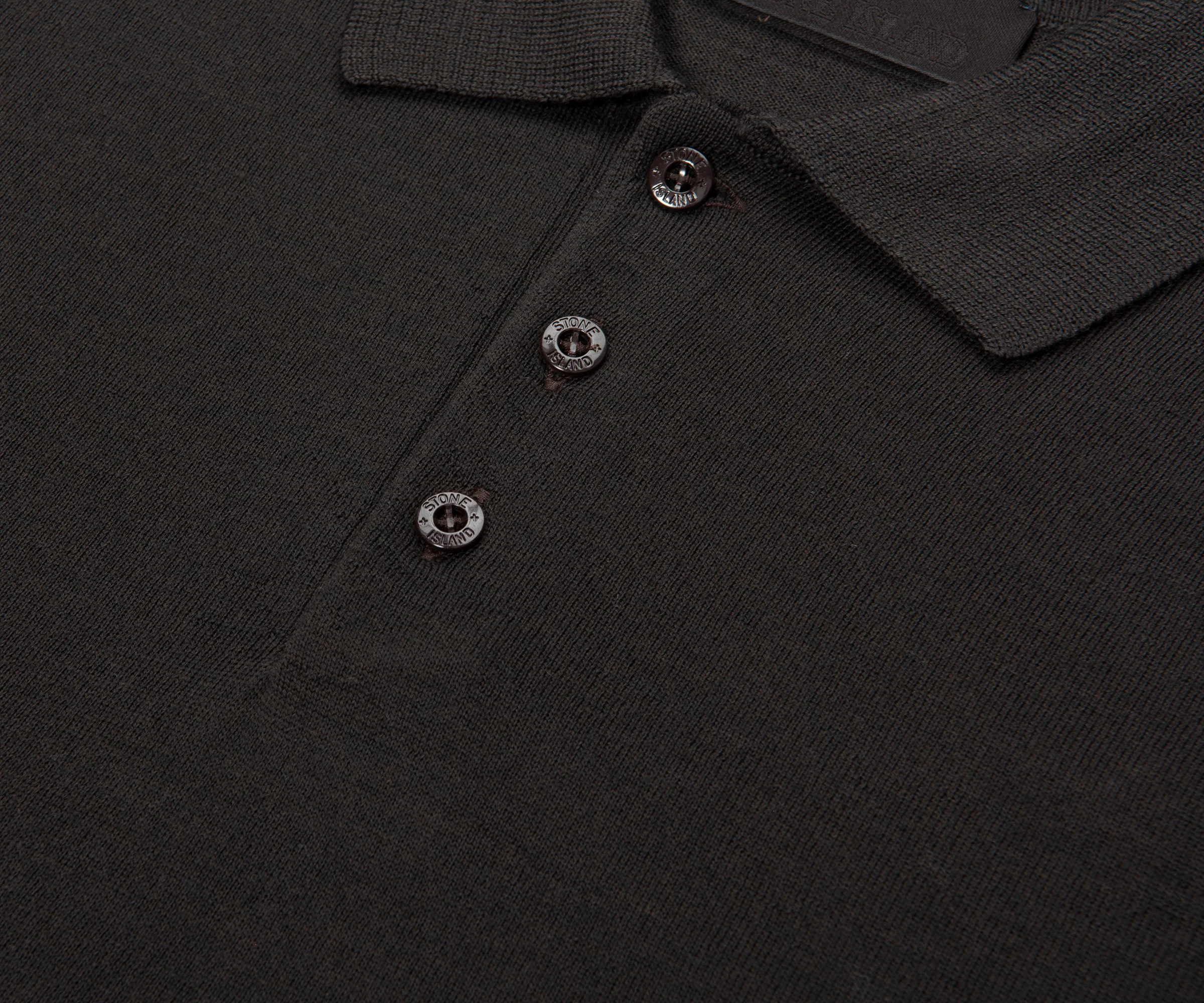 Stone Island Ghost Brown Long Sleeve Knit Polo - Image 3