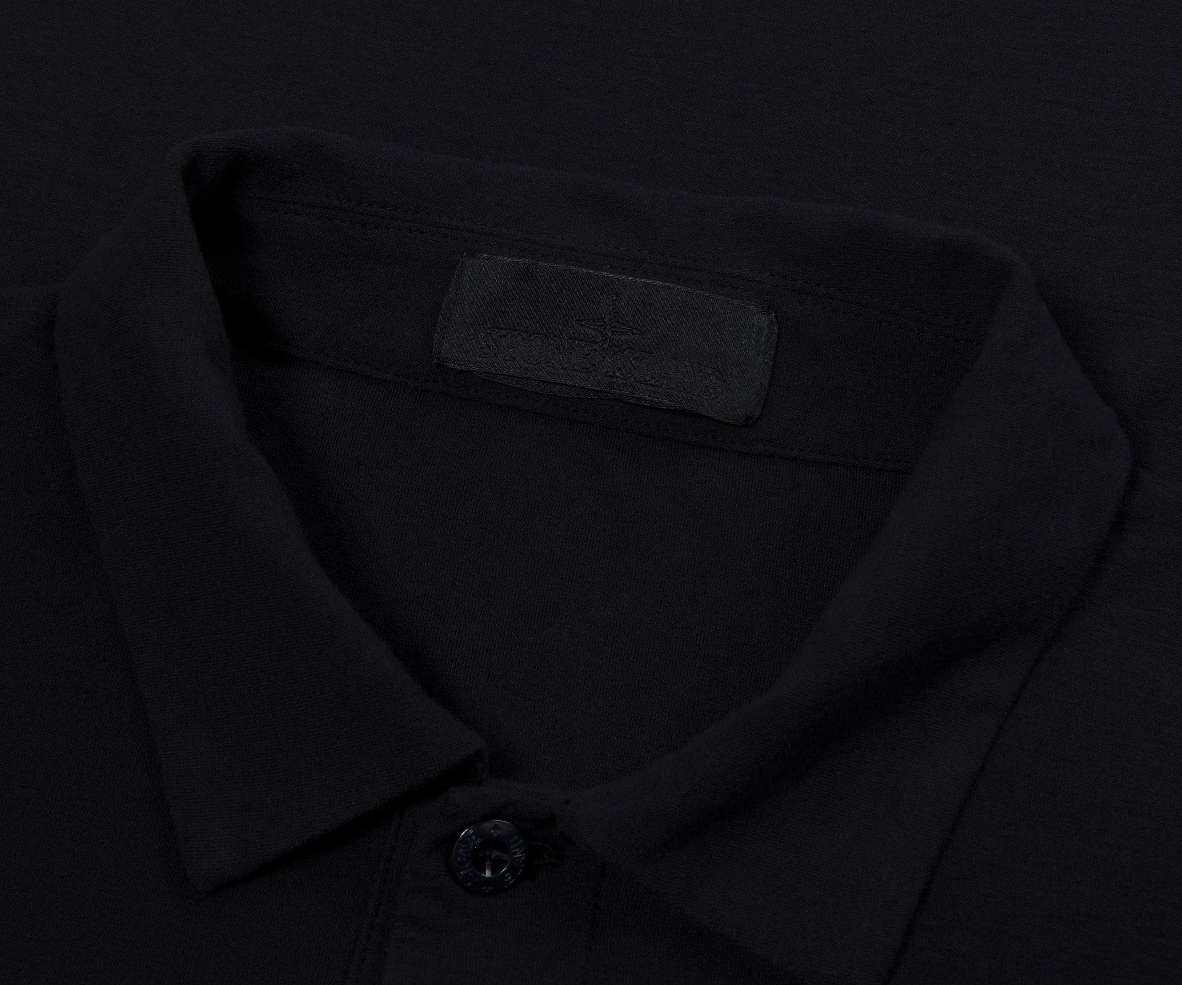 Stone Island Ghost Navy Box Logo LS Polo - Image 2