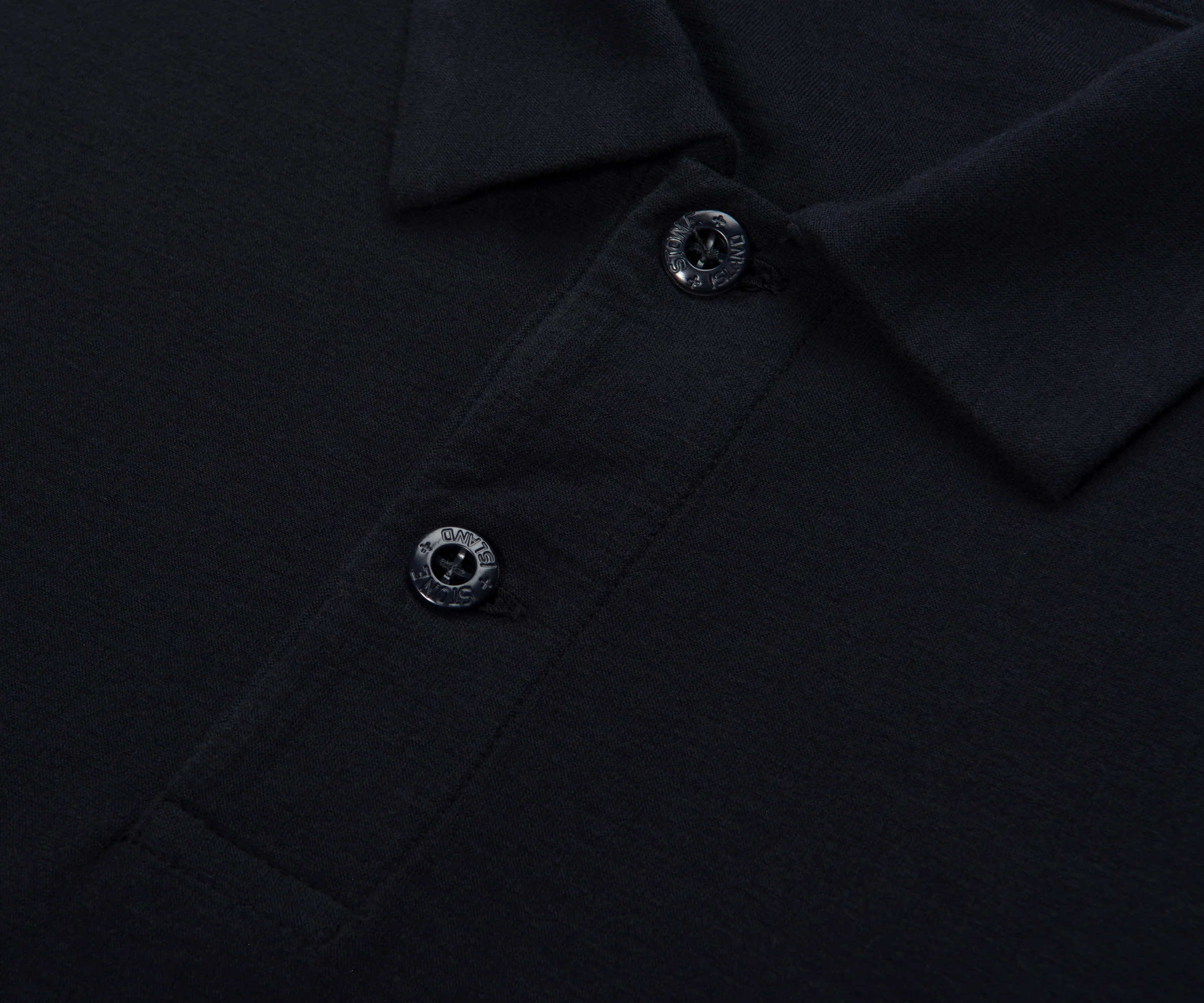 Stone Island Ghost Navy Box Logo LS Polo - Image 3