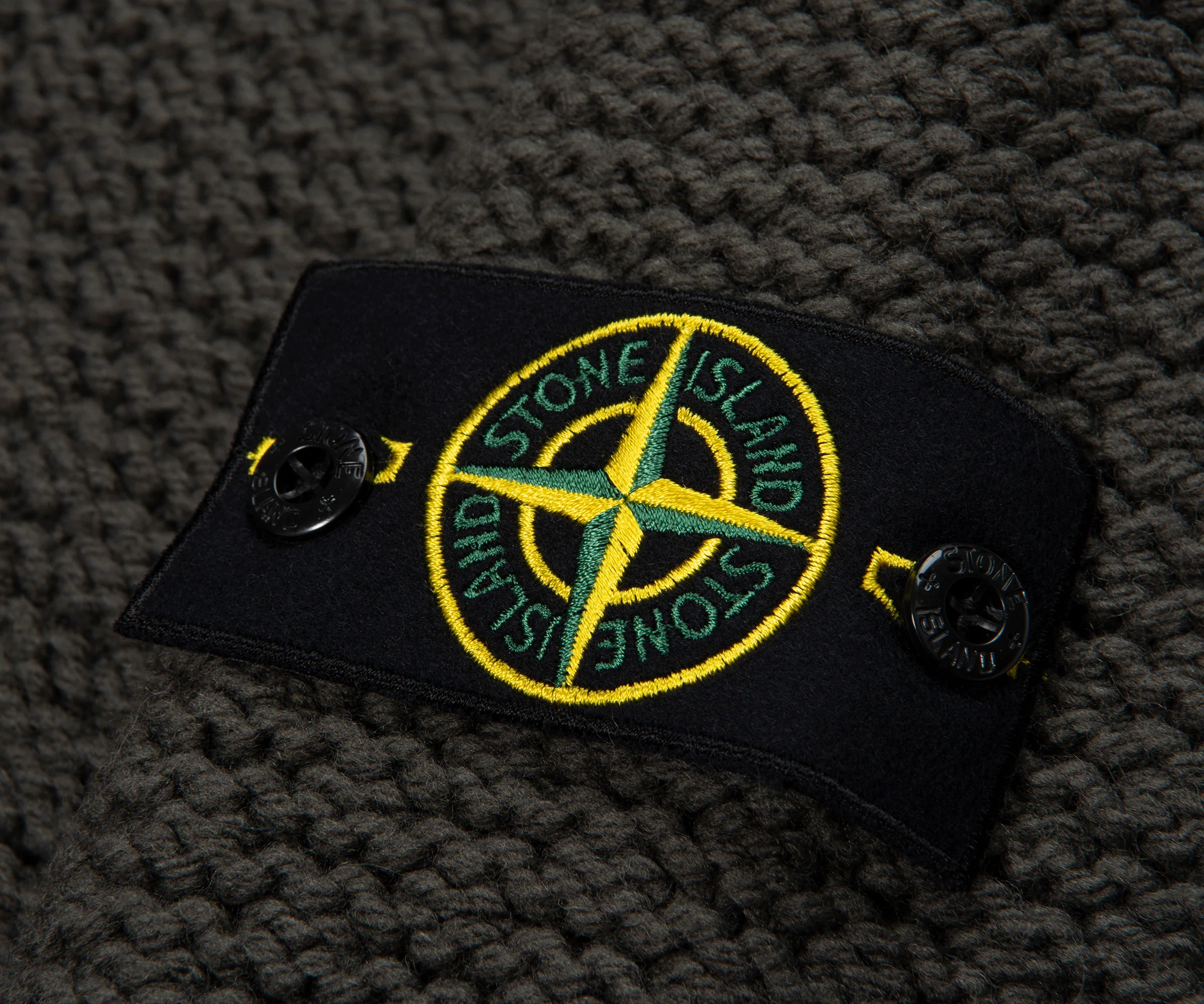 Stone Island Green Chunky Knitted Full Zip Cardigan - Image 4