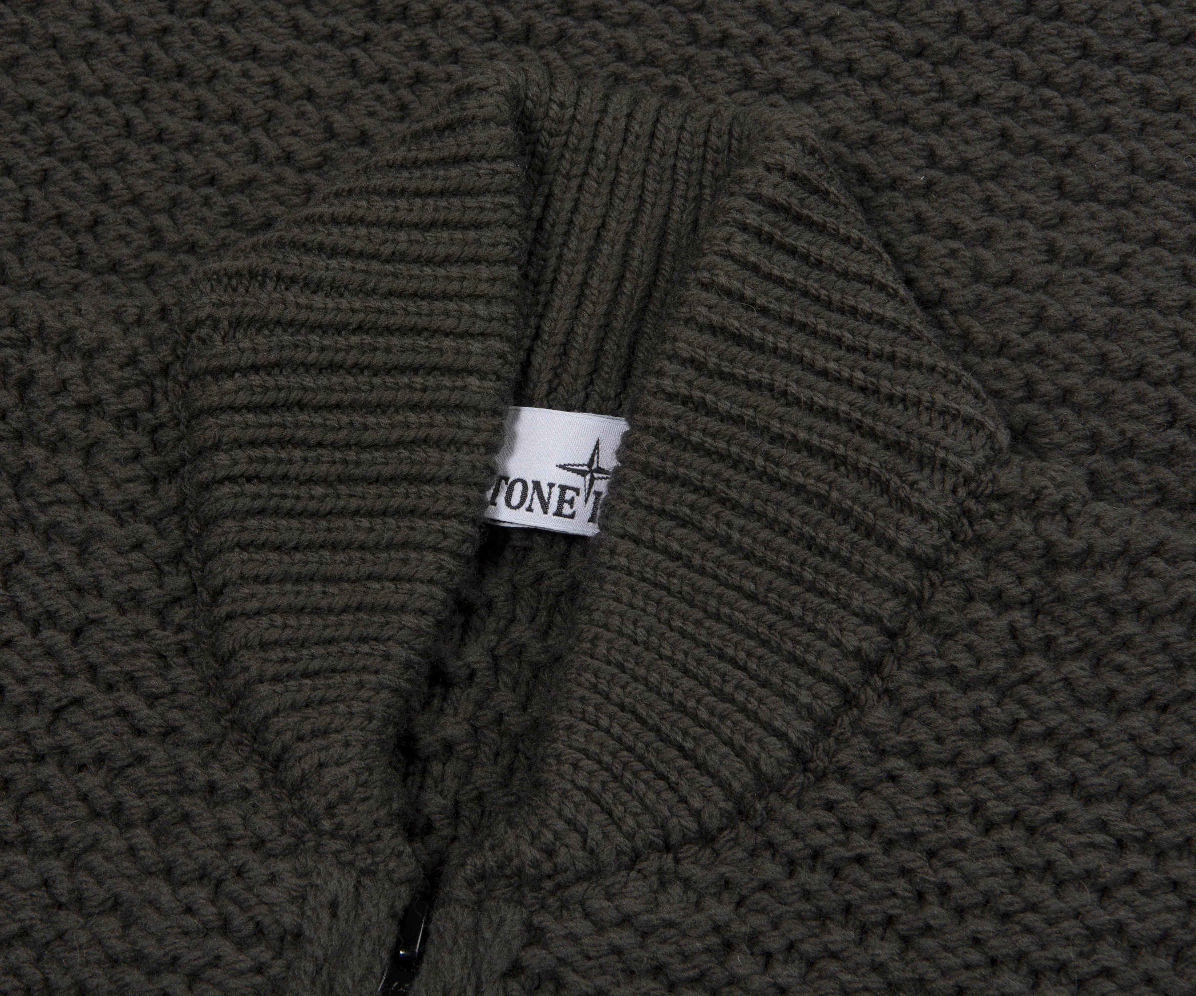 Stone Island Green Chunky Knitted Full Zip Cardigan - Image 5