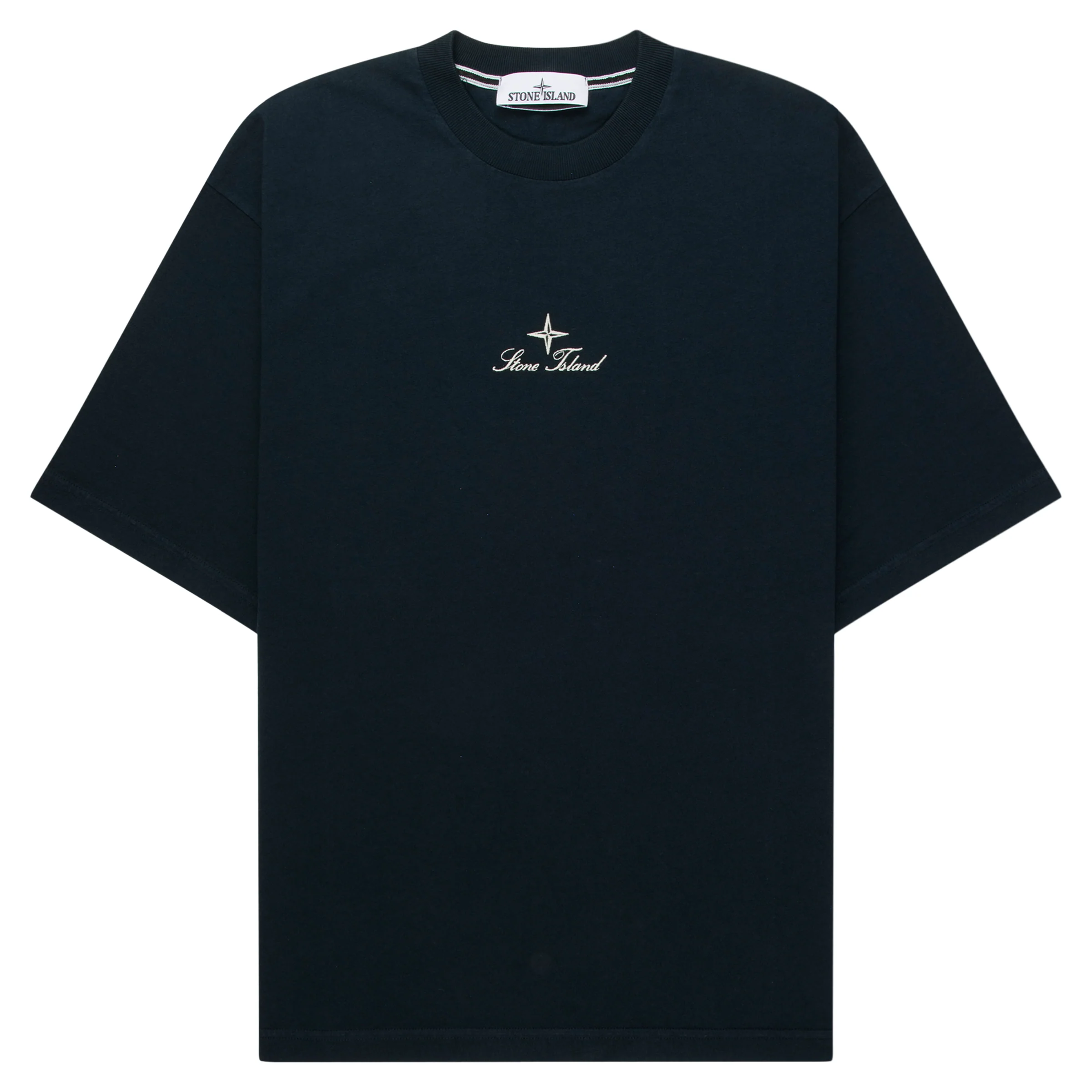 Stone Island Navy Stitched Back Embroidered Logo T-Shirt