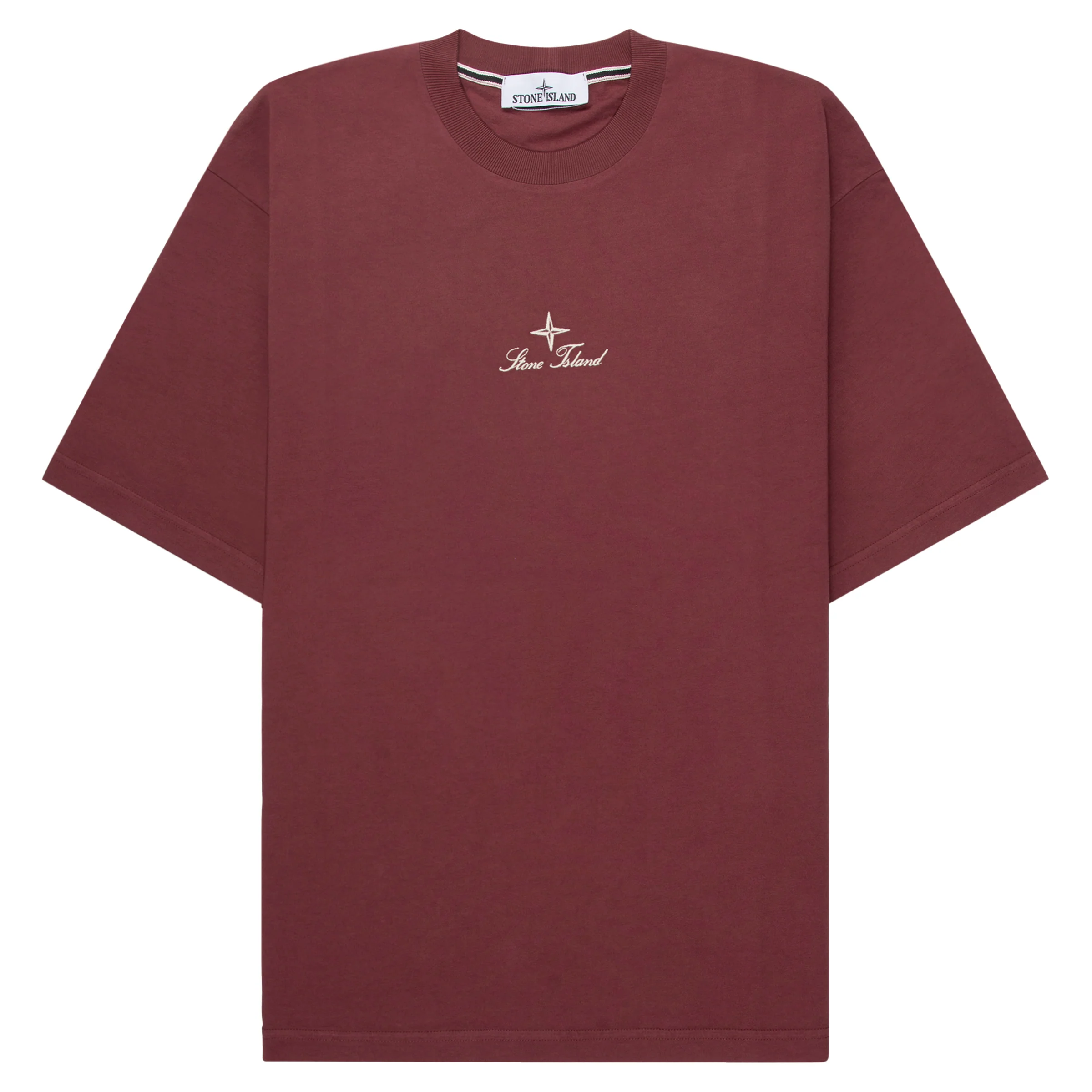 Stone Island Red Stitched Back Embroidered Logo T-Shirt