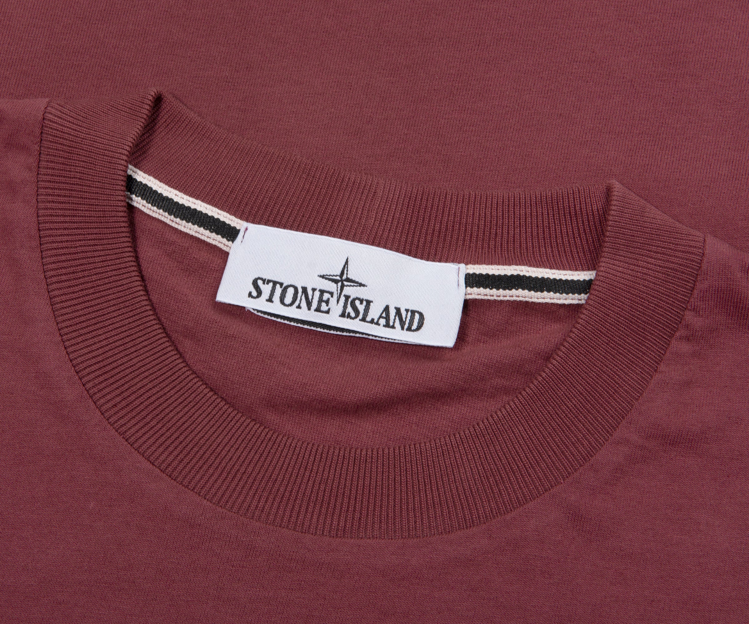 Stone Island Red Stitched Back Embroidered Logo T-Shirt - Image 2
