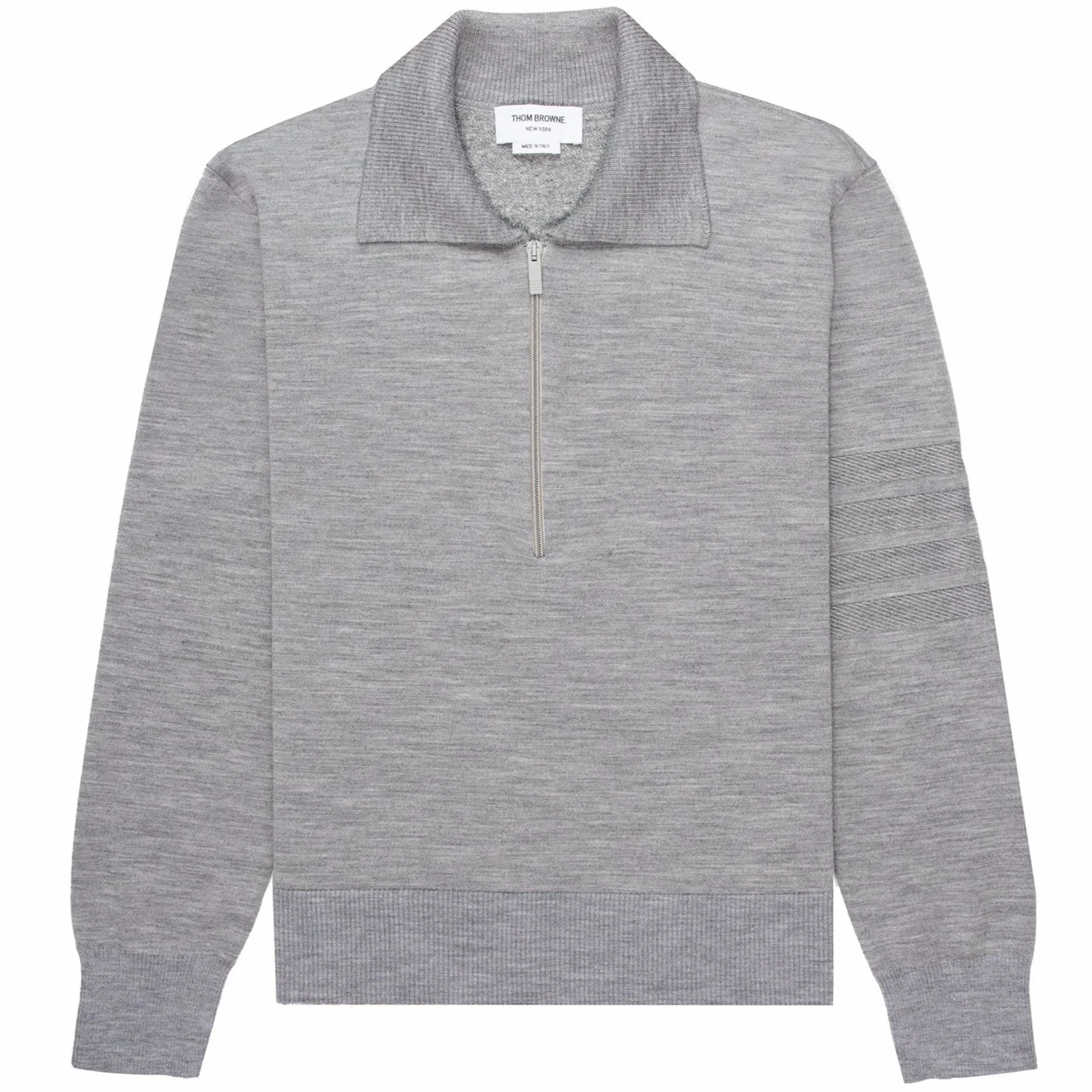 Thom Browne Grey Double Faced Wool Zip Polo