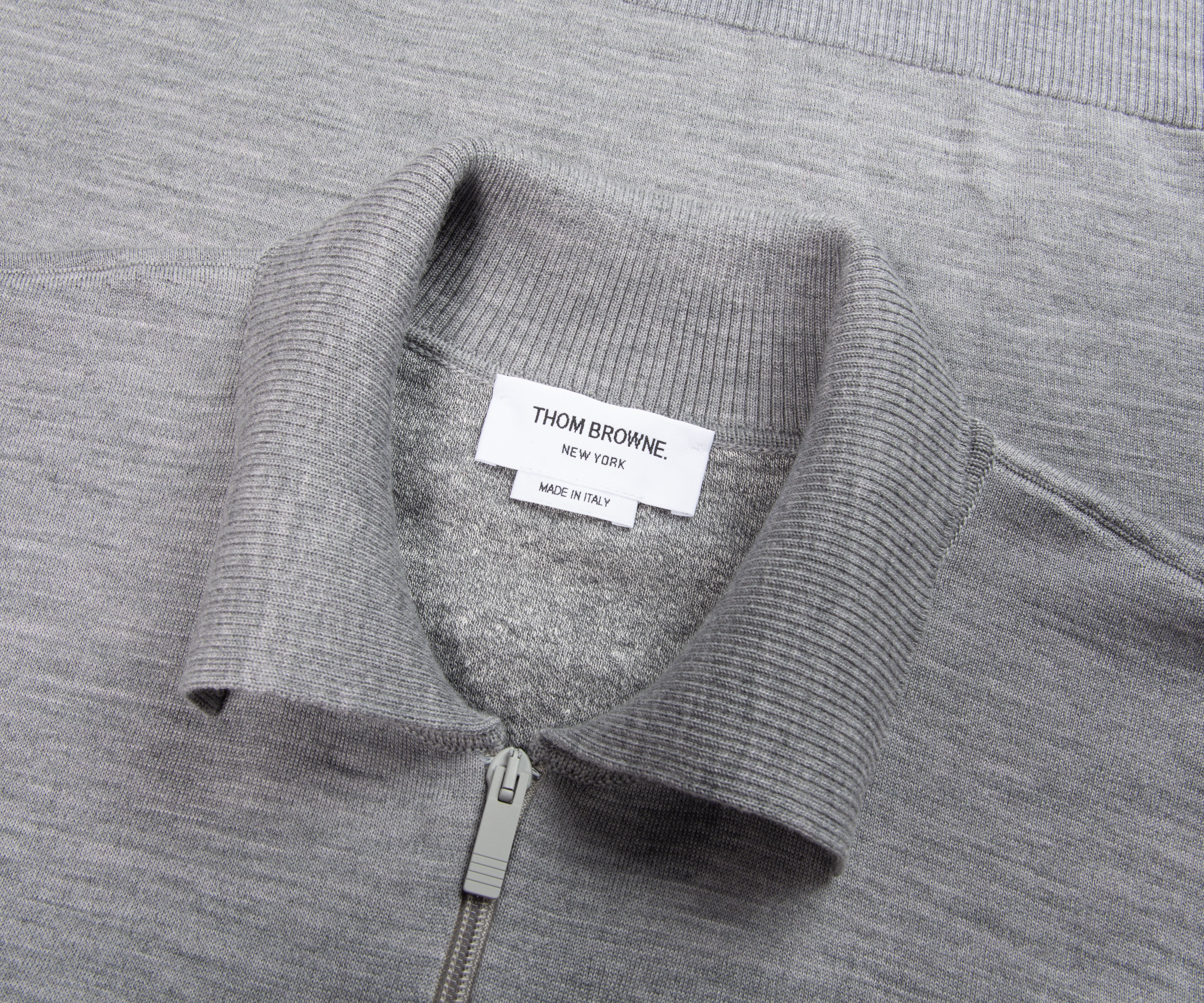 Thom Browne Grey Double Faced Wool Zip Polo - Image 2