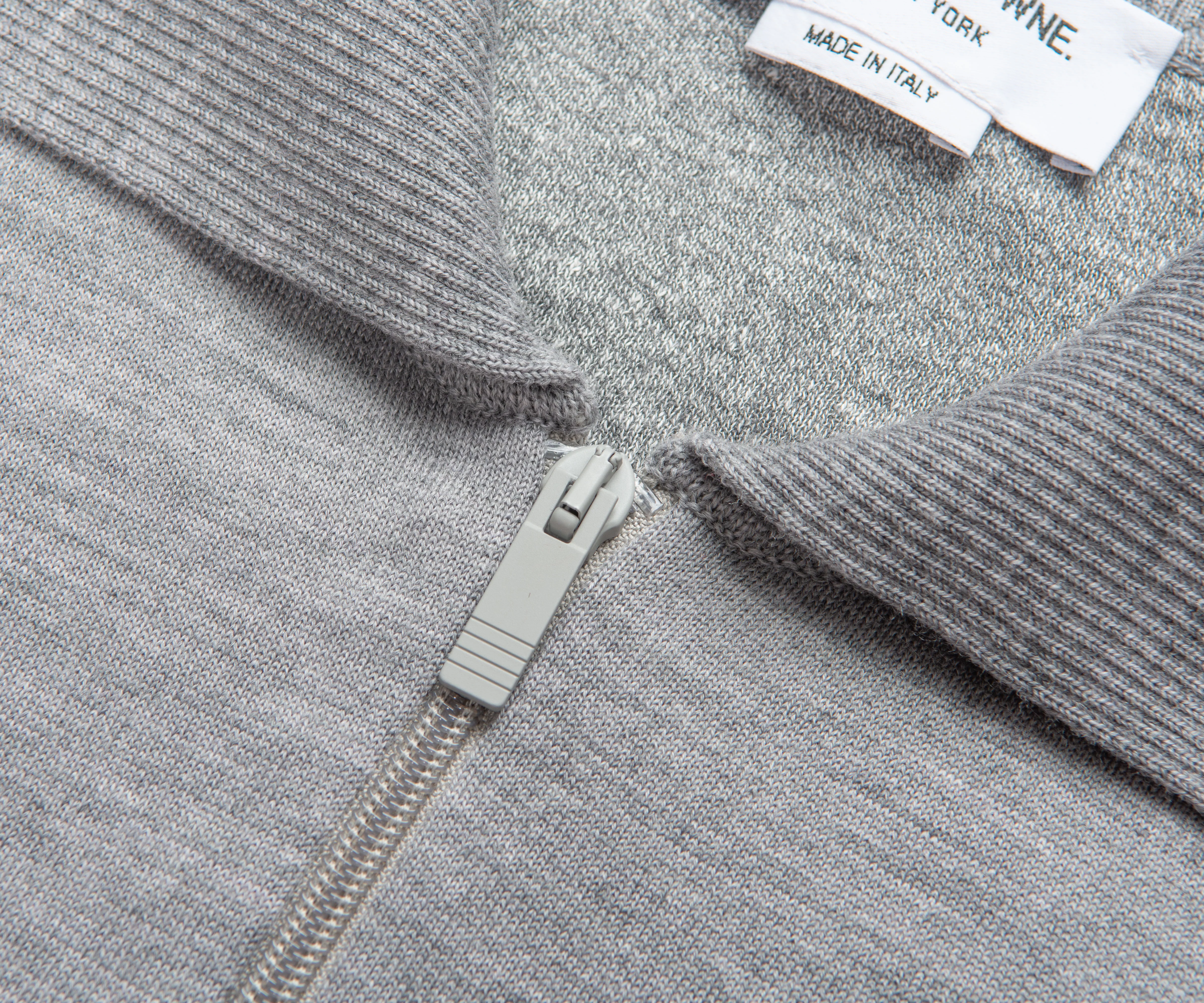 Thom Browne Grey Double Faced Wool Zip Polo - Image 3