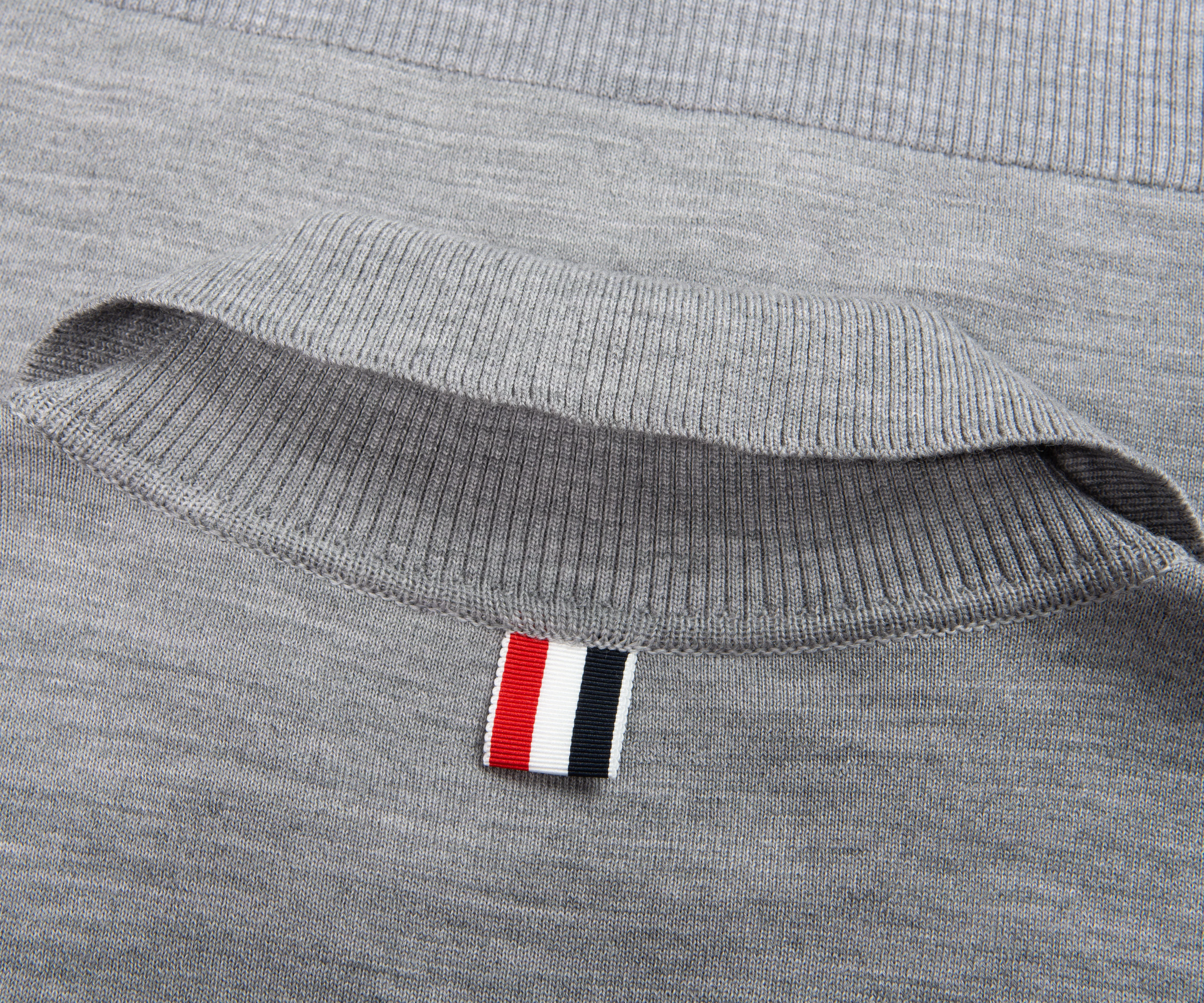 Thom Browne Grey Double Faced Wool Zip Polo - Image 5