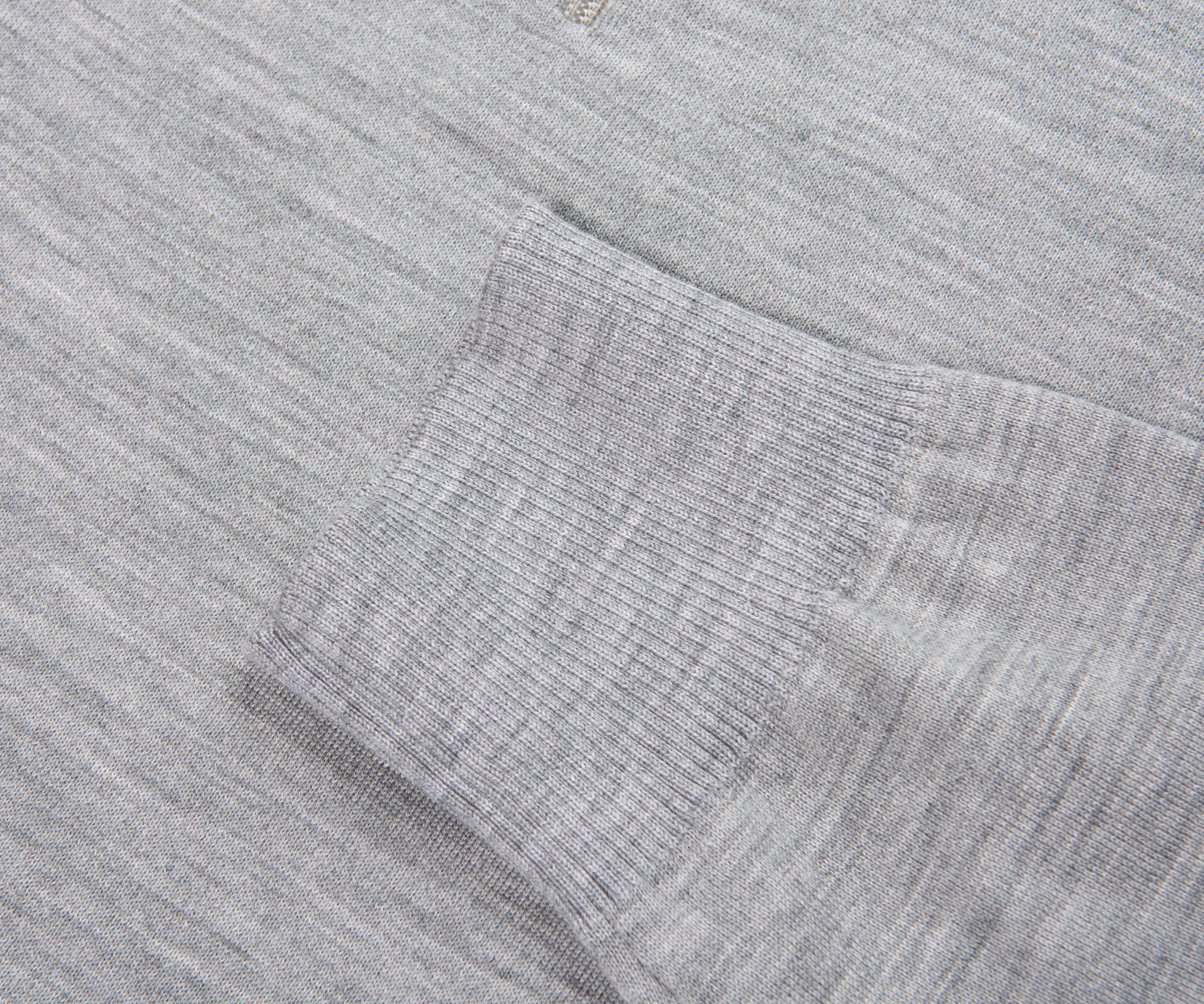 Thom Browne Grey Double Faced Wool Zip Polo - Image 7