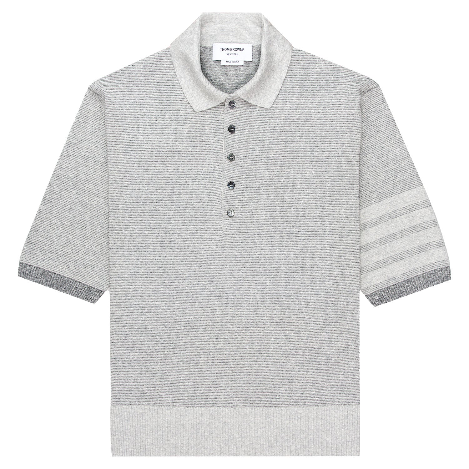 Thom Browne Grey Textured Stripe Stitch Polo