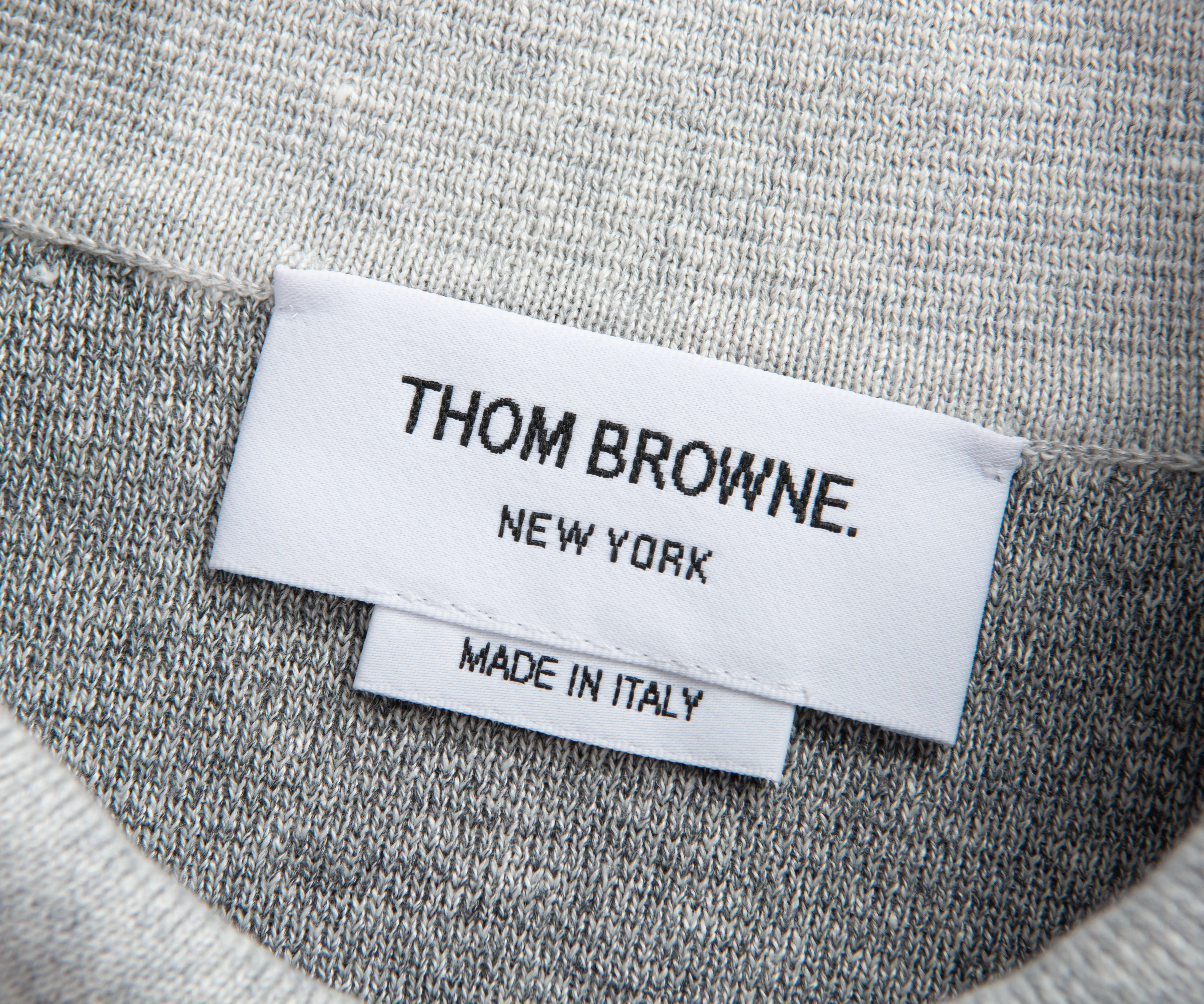 Thom Browne Grey Textured Stripe Stitch Polo - Image 3